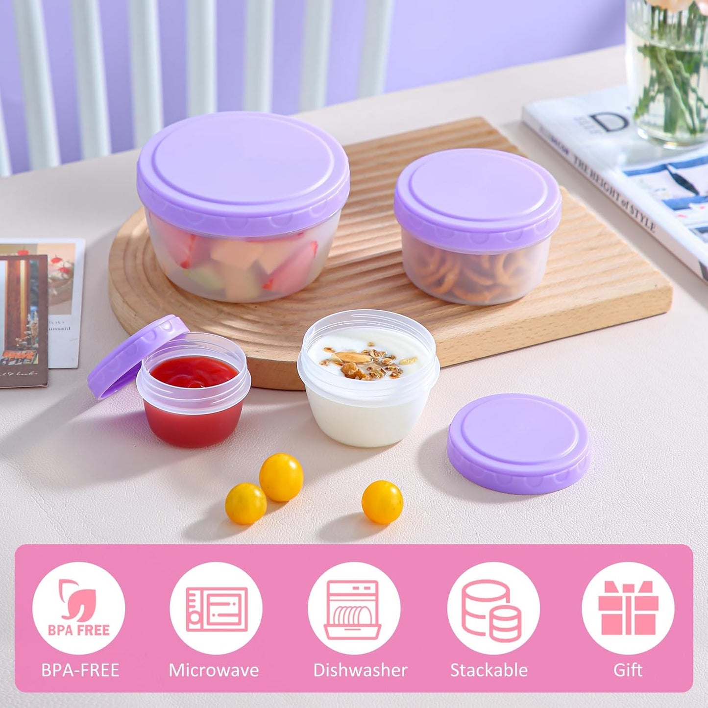 16PCS Food Storage Containers with Lids, Meal Prep Reusable Kids Lunch Containers, Dishwasher Safe & BPA Free Plastic Snack Salad Dressing Containers to go With Leak-Proof Screw-On Top for Lunch