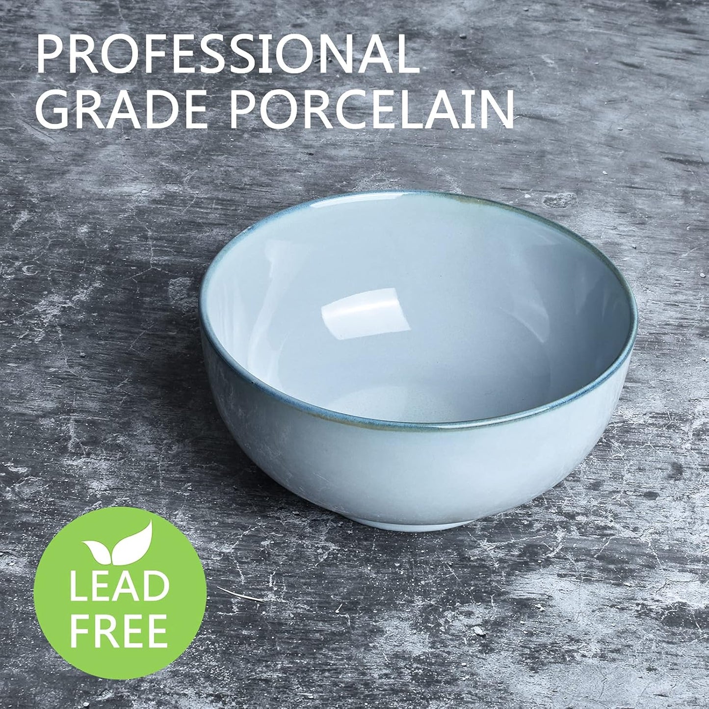 Bosmarlin Ceramic Bowl Set of 4, Dishwasher and Microwave Safe (5.75 Inches, Grey)