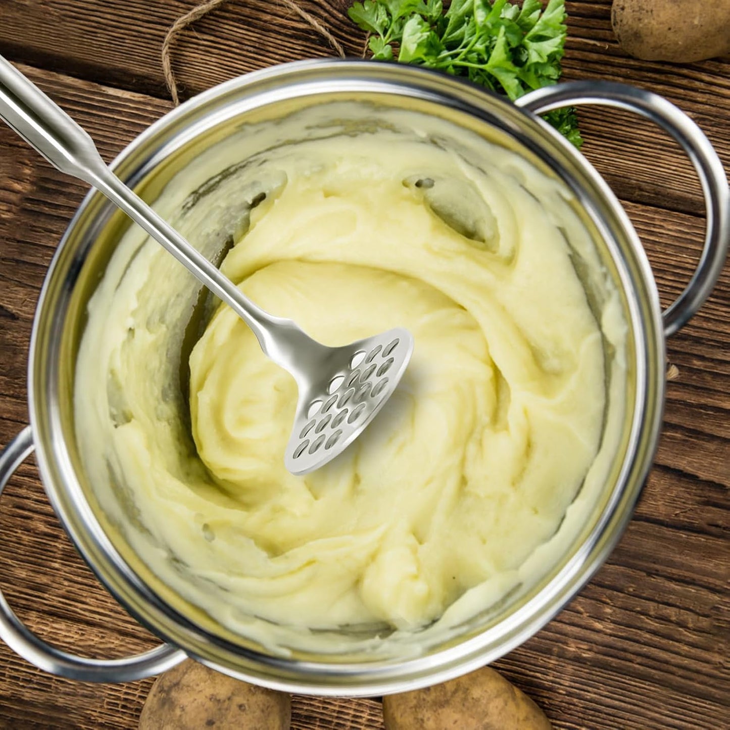 Small Avocado Masher - Stainless Steel Potato Masher，Mashed Potato Masher Kitchen Tool，Heavy Duty，8.7" Mini Bean Smasher for Vegetables & Fruits - Effortless Guacamole Preparation, Dishwasher Safe