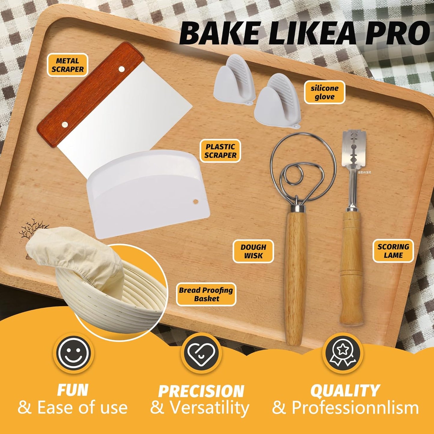 5QT Enameled Cast Iron Bread Oven with Proofing Basket for Bread Baking, Bread Making Supplies Tools,Heavy-Duty Cookware for Braising, Stews, Roasting, Bread Baking (Orange)