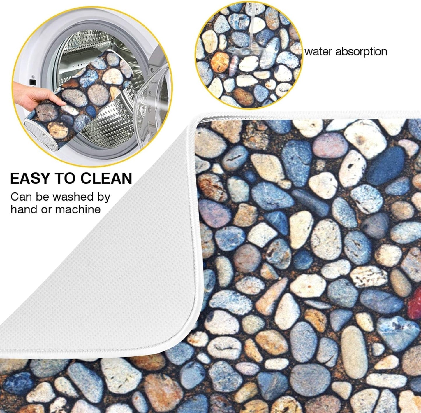Colorful Stone Texture Dish Drying Mats 16 x 18 Inch Super Absorbent Microfiber Dish Drainer Rack Mats Soft Heat Resistant Drying Protector Pad for Kitchen Counter Sinks Dining Table