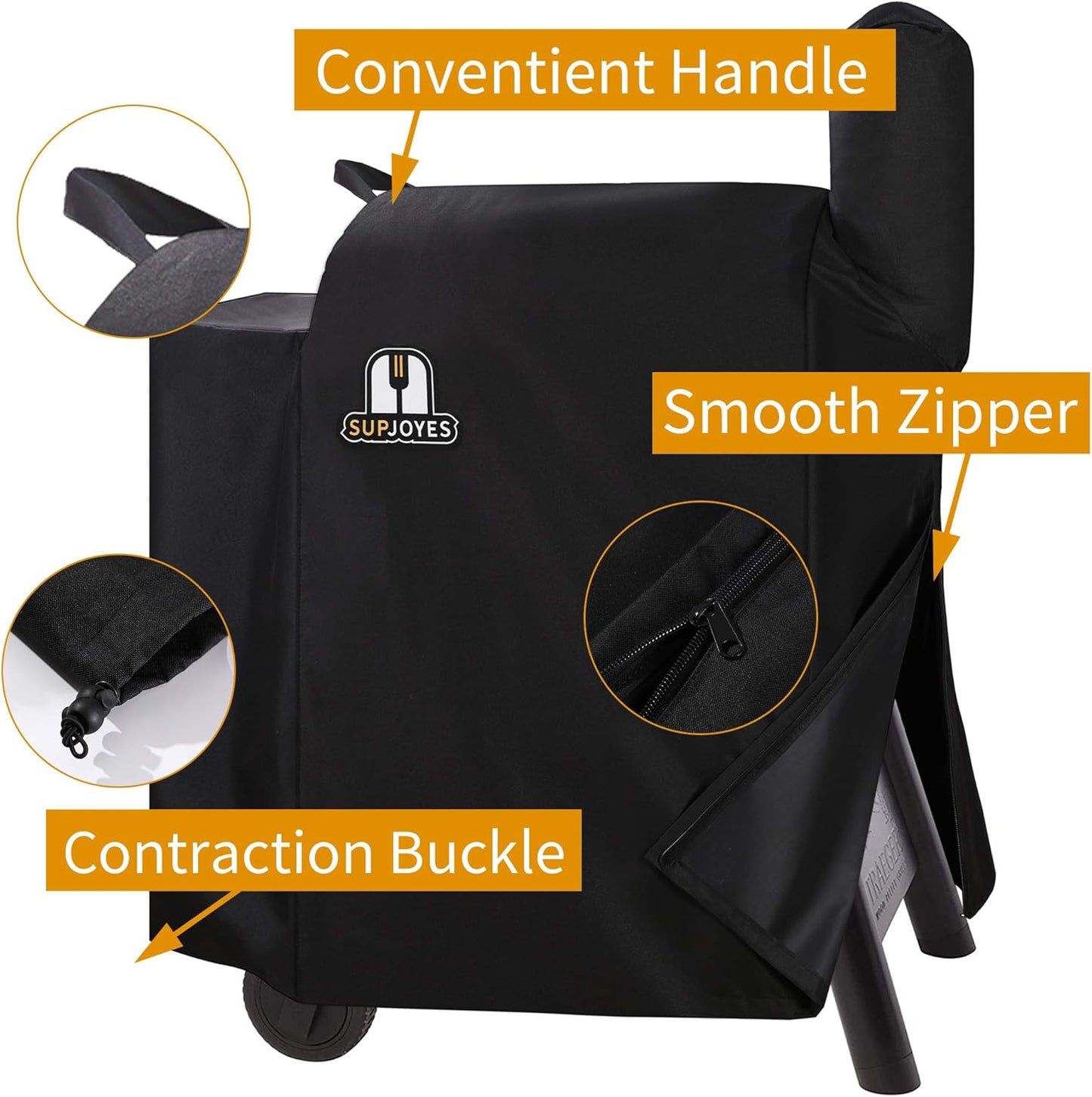 SUPJOYES Grill Cover for Traeger Pro 22 & 575 Series, Wood Pellet Smoker Cover for Traeger, Heavy Duty Waterproof BBQ Accessories with Special Zipper Design