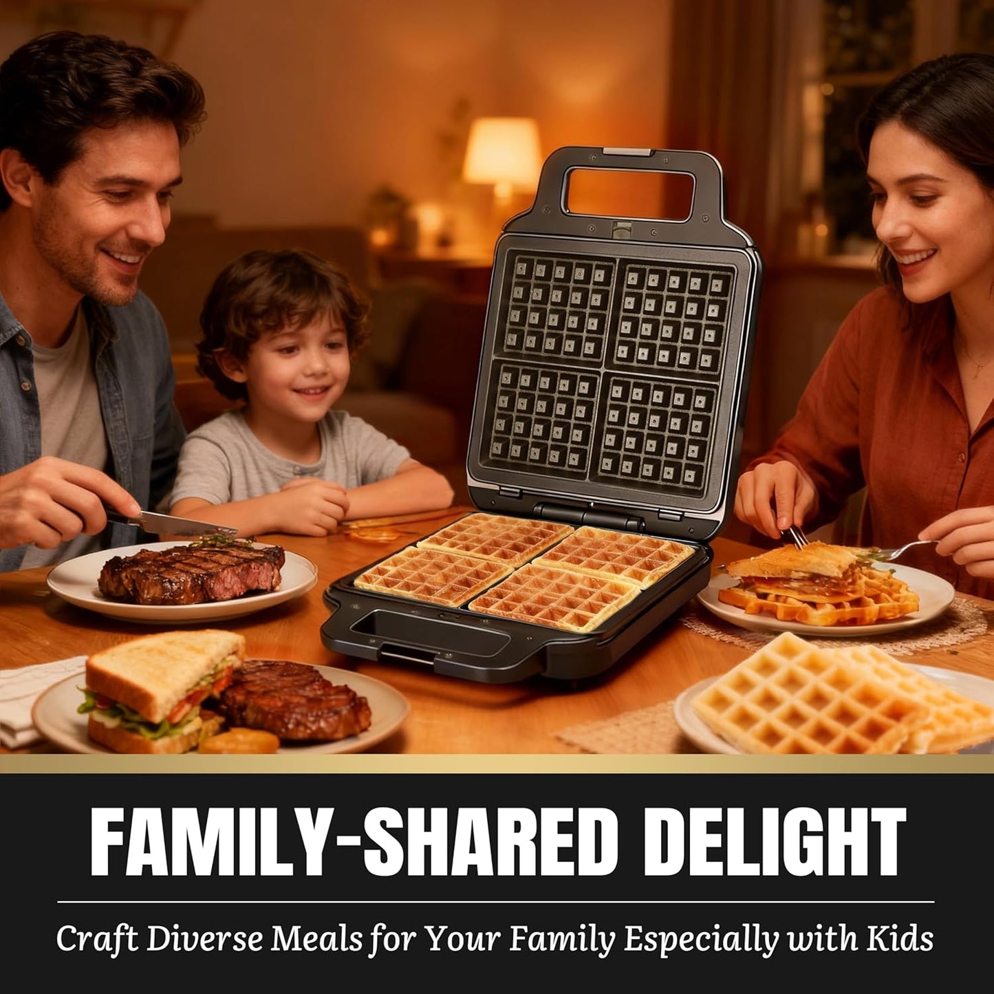 Panini Grill Press Breakfast Sandwich Maker 3 in 1, Electric Griddle Panini Press, Grilled Cheese Maker, Sandwichera Electrica, Belgian Waffle Maker with Removable Plates