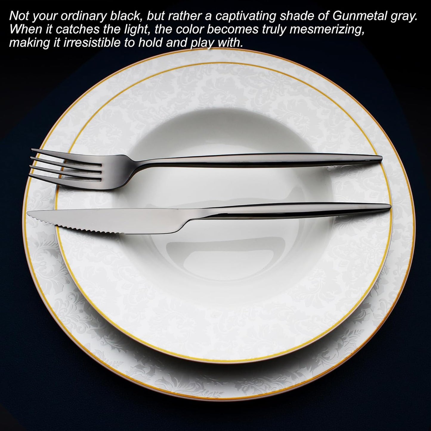 20 Piece Luxury Silverware Set for 4 Black Mirror-Polished 18/10 Stainless Steel Heavy Flatware Set Modern Cutlery Set Knife/Fork/Spoon with Gifts for Home & Restaurant