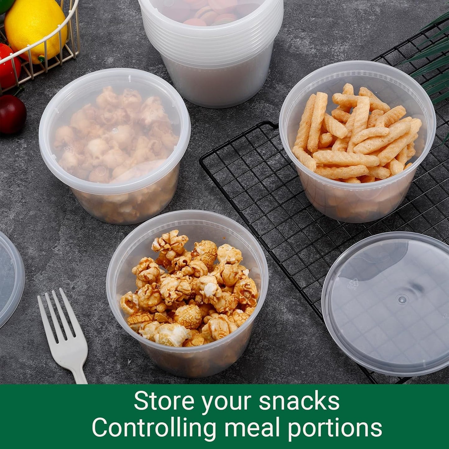 24 Set Deli Containers with Lids,16 oz Plastic Food Storage Containers,Leakproof Soup Container with Lids,Stackable,Microwave & Freezer Safe