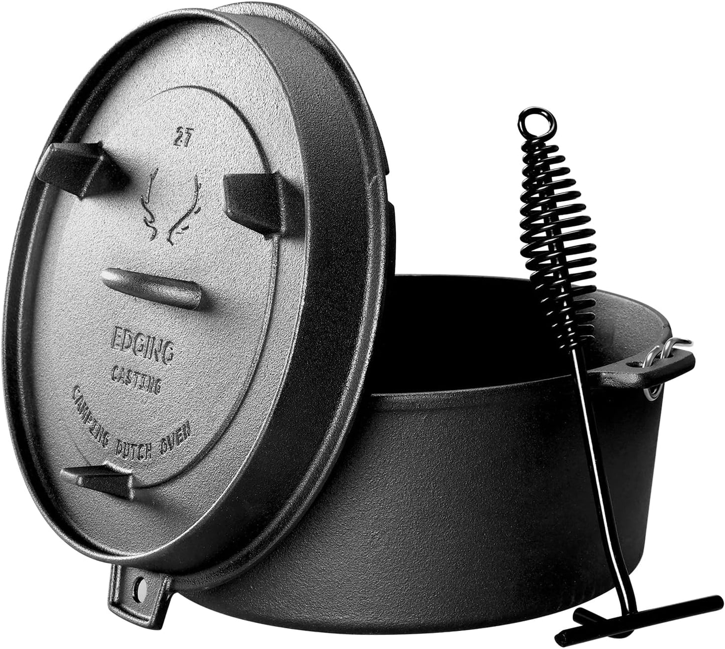 Pre-Seasoned Cast Iron Camping Dutch Ovens, Outdoor Camping Dutch Oven Pot with Lid Tripod, 6 Quart