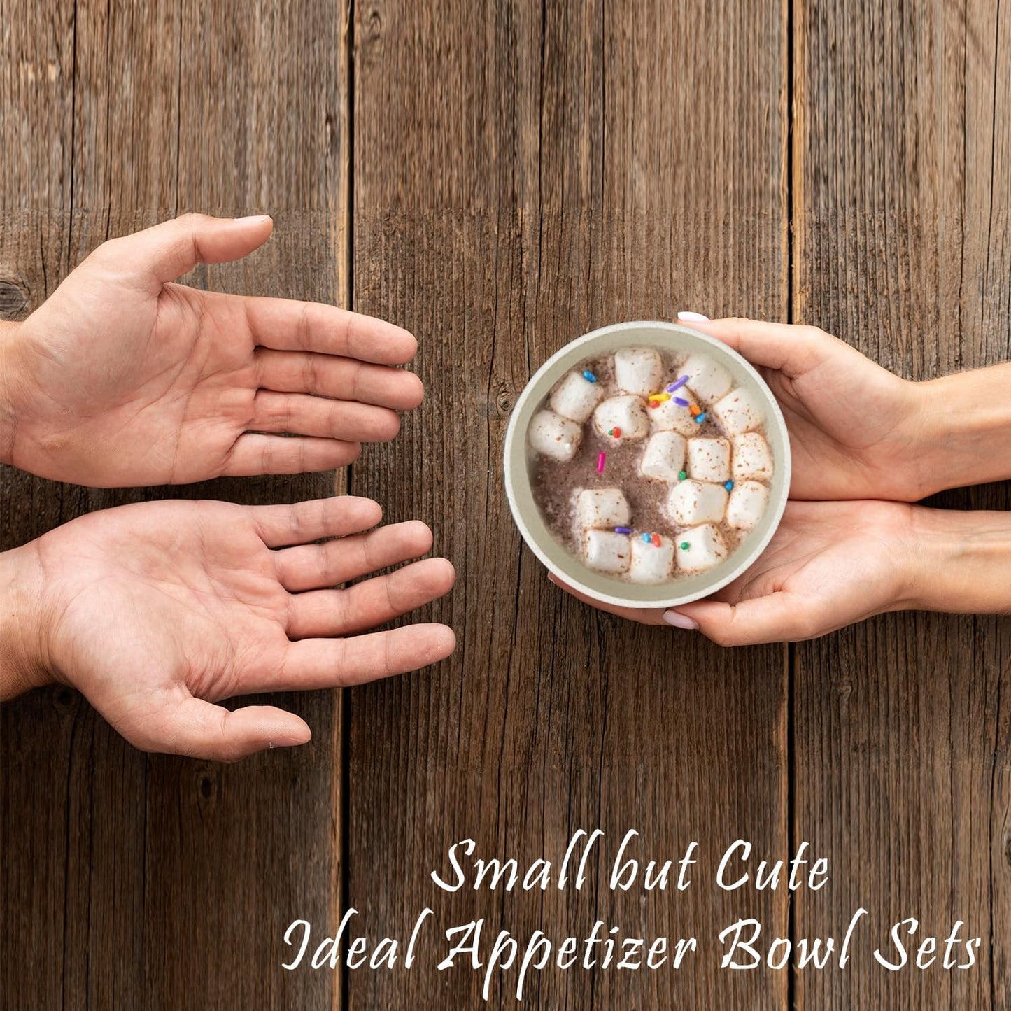 Wrova wheat straw dessert bowls 10oz set of 8 - Unbreakable snack Bowls for kids - Mini Bowls for Ice Cream,Snack and Fruits - Microwave & Dishwasher Safe Appetizer Bowl Sets - Beige