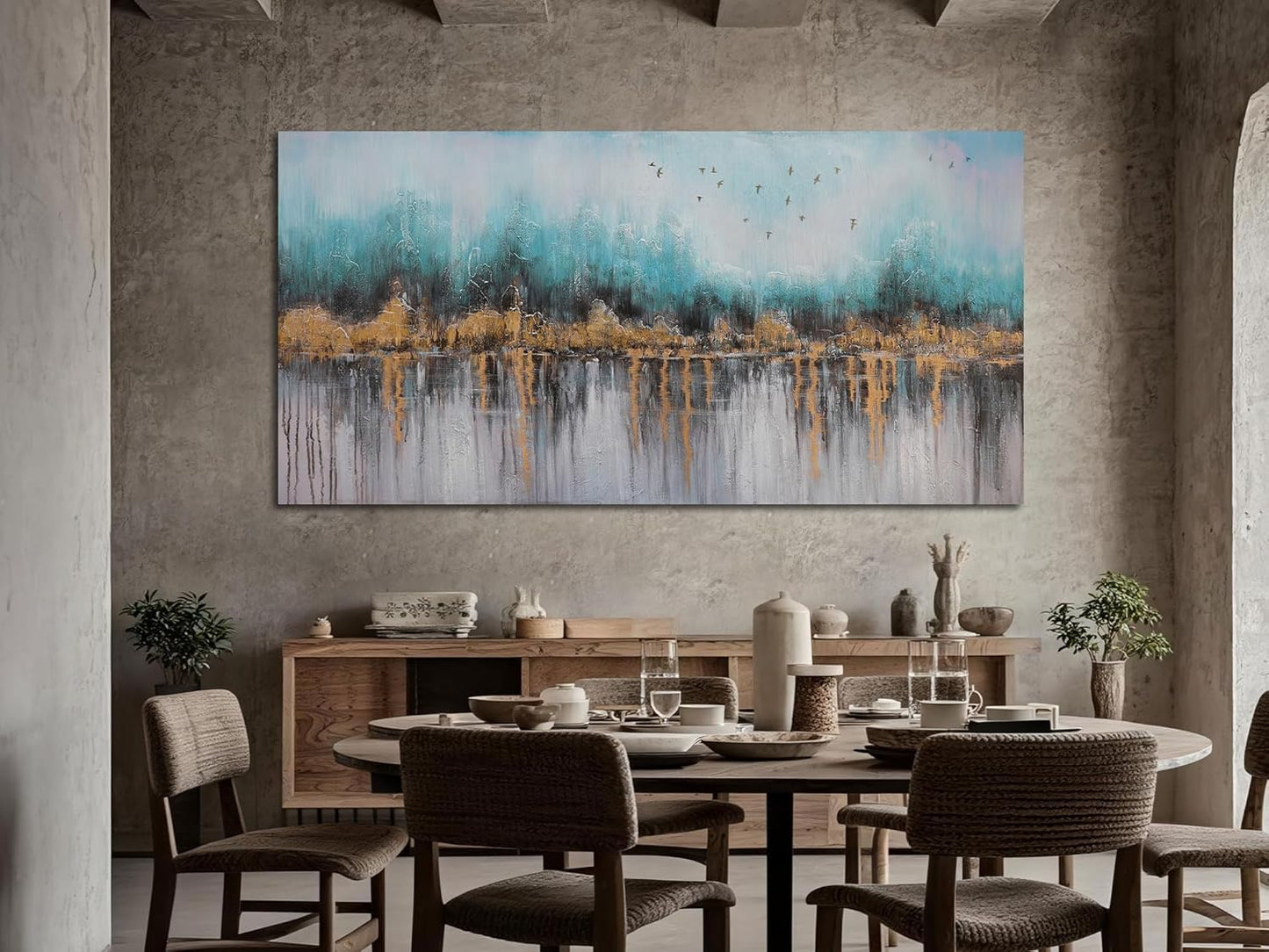 Ardemy Abstract Canvas Wall Art for Living Room Extra Large Teal Pictures Wall Decor Paintings Bedroom Textured Artwork Wall Art for Men Kitchen Dining Room Home Office, 58"x29"