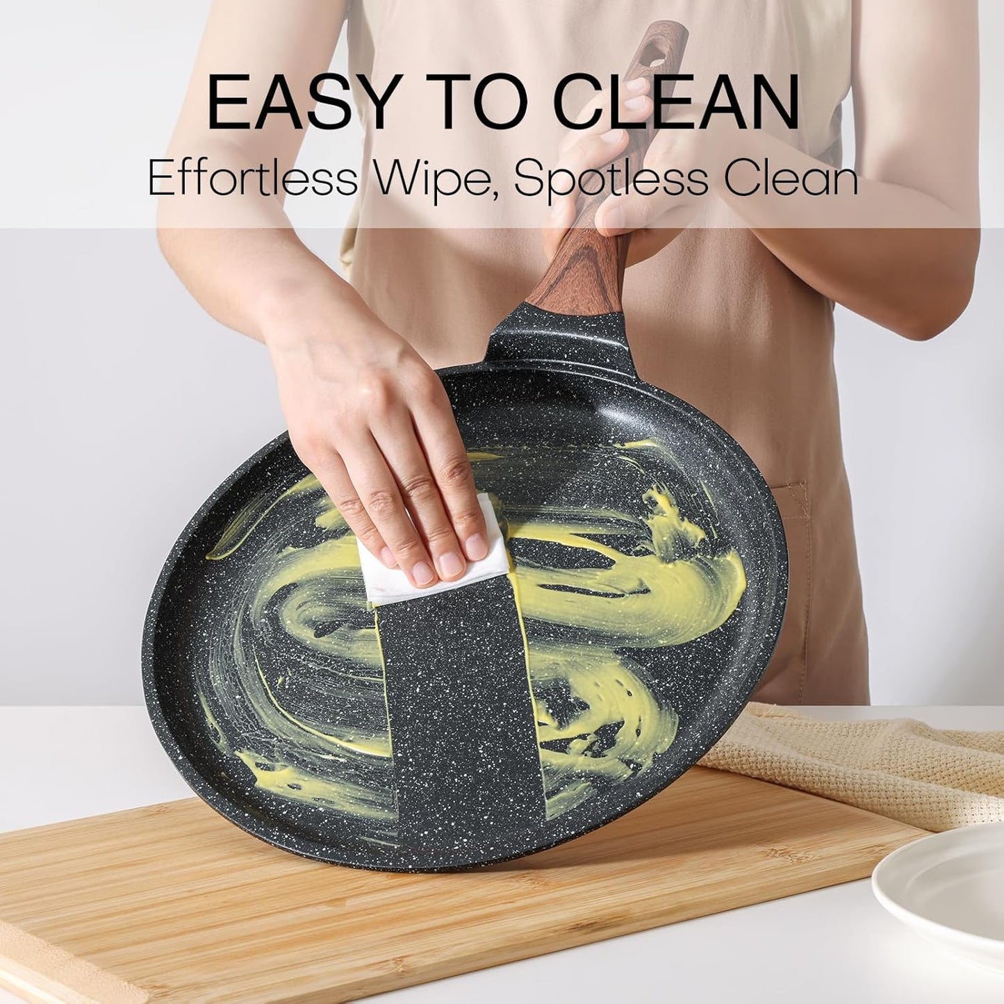 Kordisen Crepe Pan Nonstick, 10 Inch Dosa Pan with Spreader, Granite Coating Comales Para Tortillas Pancake Pan, Flat Bottom for Stove Top, Induction Compatible, PFOA Free