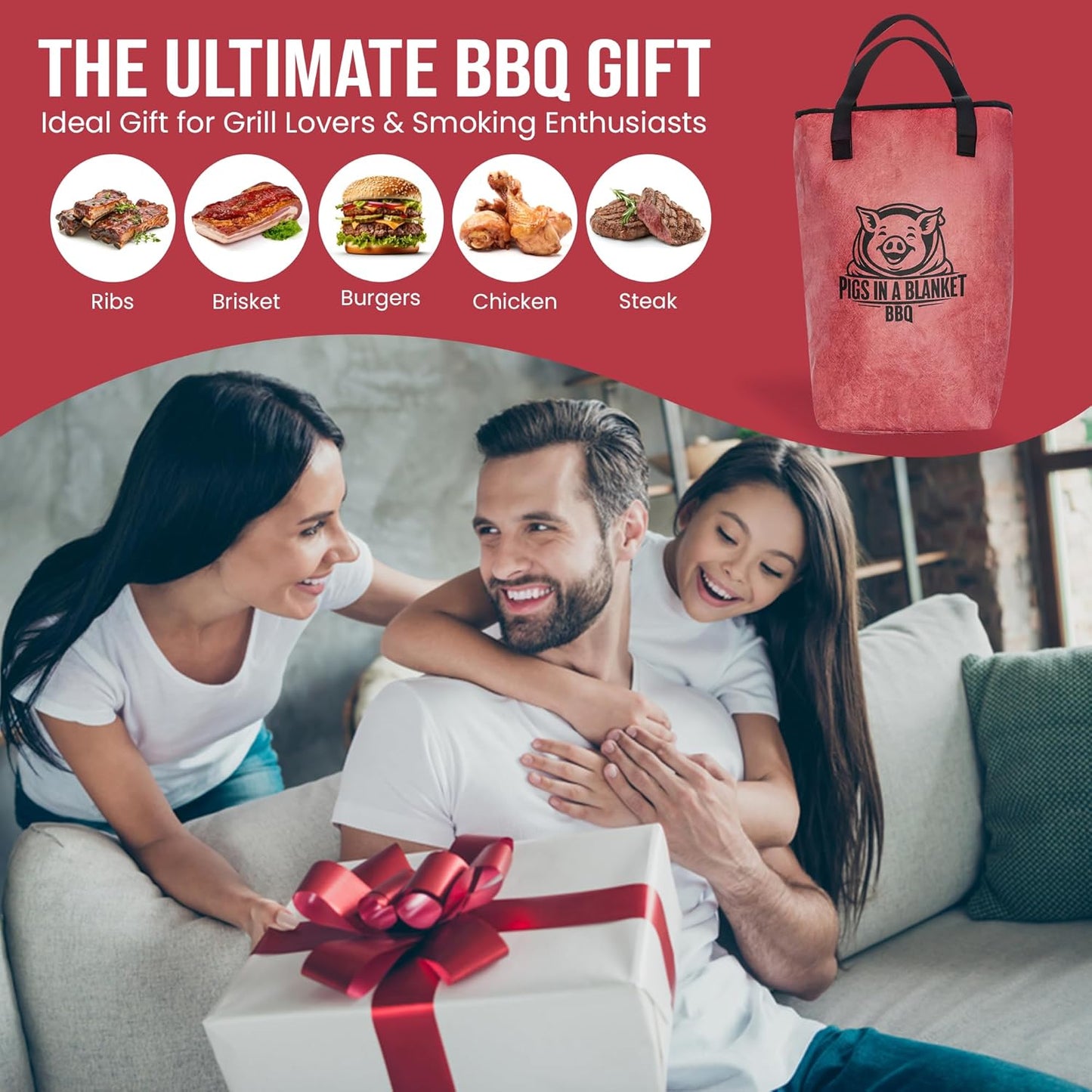 BBQ Blanket for Resting Meat - Washable Insulated BBQ Bag (18in) – Reusable Meat Resting Cooler, Smoker Bag for Meat, Brisket/Turkey/Pork Warmer, Grill Gifts for Men