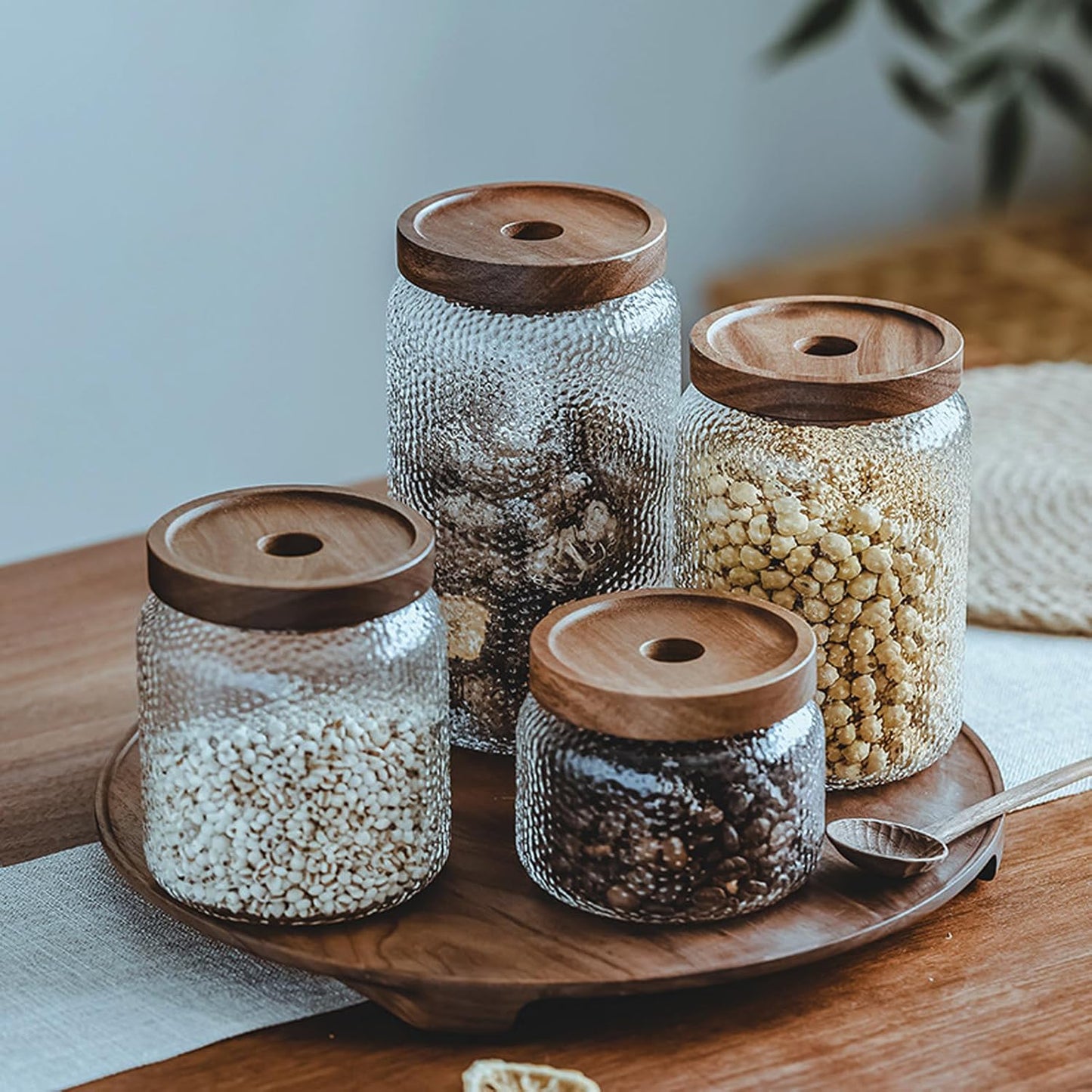 Viovian Glass Coffee Jars With Lids 51 oz Clear Jar With Wood Lid Decorative Glass Storage Jars Container Canister for Food Sugar Coffee Bean Candy Cookie 1500ml