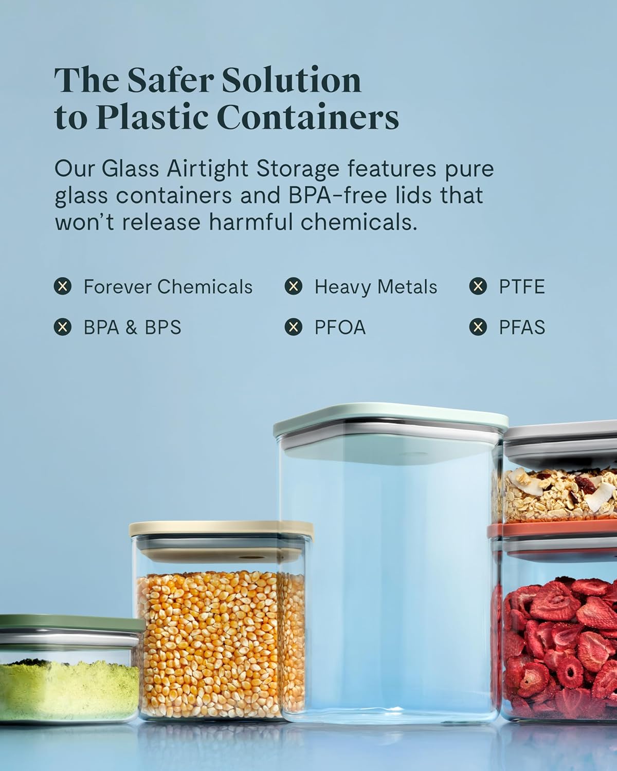 Caraway 4qt Glass Airtight Food Storage Container with Lid – Non-Toxic, BPA-Free Kitchen Storage Container – Stackable, Space-Saving Airtight Container for Dry Goods and More - Mist