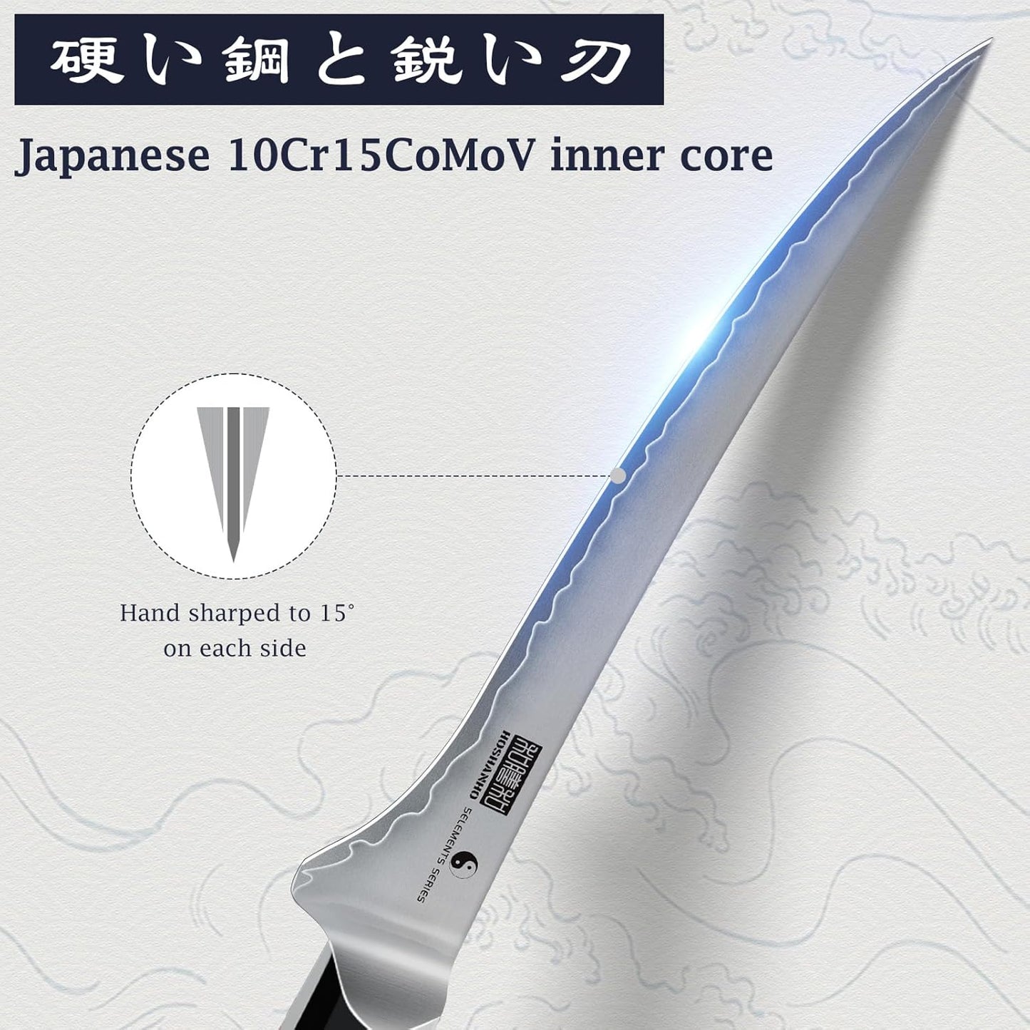 HOSHANHO Fillet Knife 7 Inch, Japanese High-carbon Steel Boning Knife for Meat Chicken Cutting, Razor Sharp Fish Fillet Knives with Ergonomic Red Sandalawooden Handle