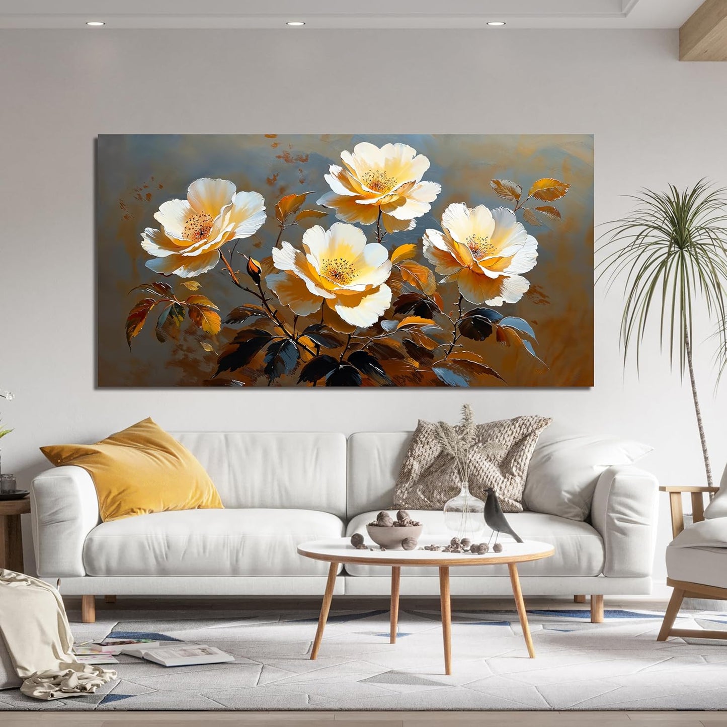 Canvas Wall Art Decor Wall Art Picture for Living Room Canvas Art Wall Decor Vintage Botanical Wall Art Prints Large Flowers Wall Art Decorations Artwork for Walls Bedroom Office Home Decor 24" X 48"