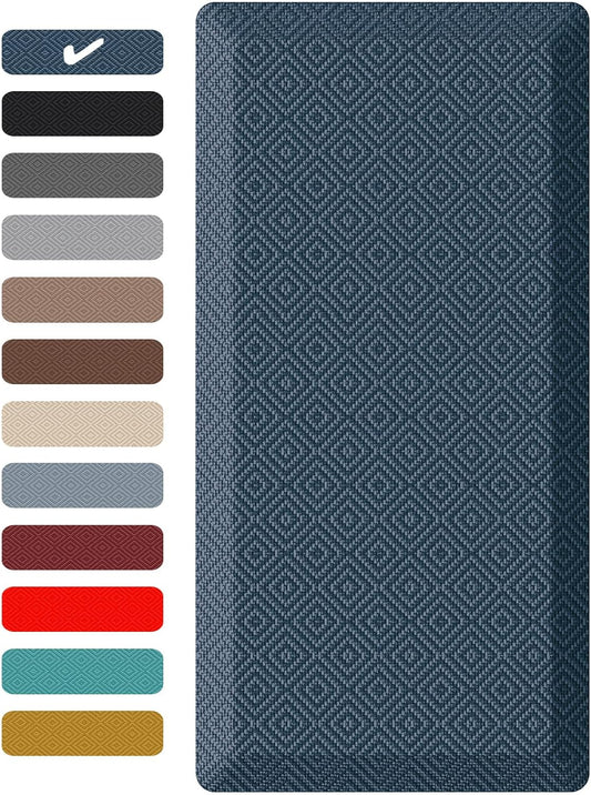 Ophanie Kitchen Mats for Floor, 3/4 Inch Thick Kitchen Rugs, 20'' x 60'' Anti Fatigue Standing Cushioned Mat, Waterproof,Comfort Ergonomic Mat for Office, Home, Sink,Blue Non-Slip Bottom