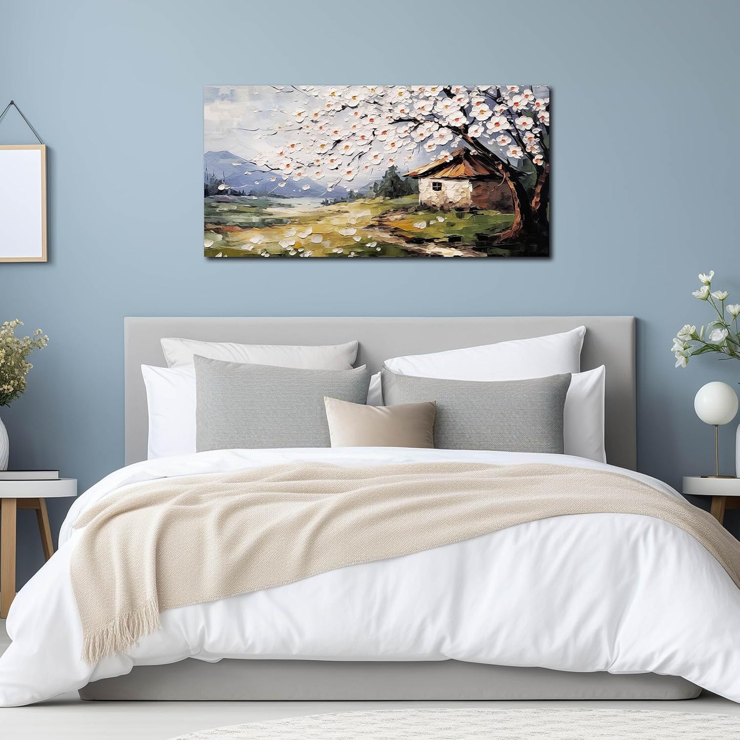 Large Canvas Wall Art for Living Room Farmhouse Decor Pictures Abstraction Landscape Wall Art Decor Prints Plum Blossom Artwork Countryside Canvas Painting Wall Decor for Bedroom with Frame 20x40 IN