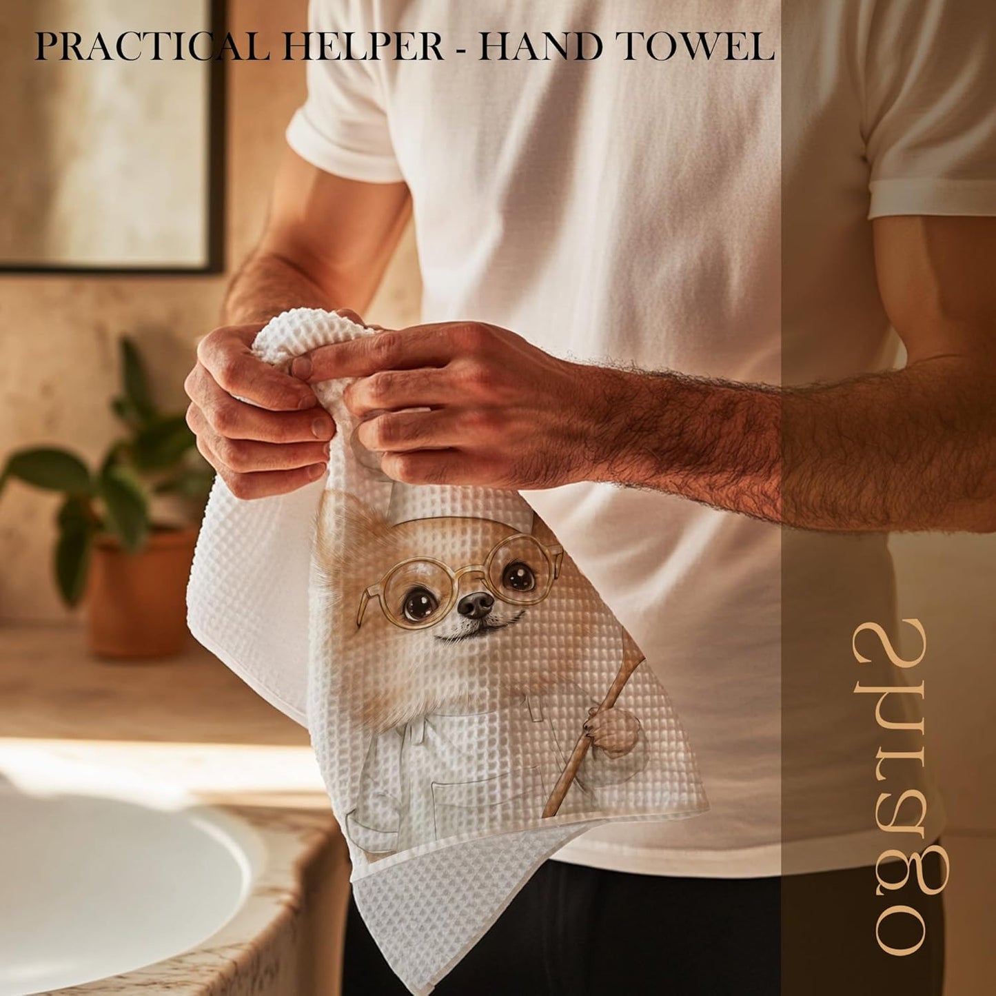 Funny Pomeranian Chef Kitchen Towels, Pomeranian Gifts for Women Dish Tea Towels for Kitchen, Gifts for Chefs Decorative Hand Towel, Gift for Dog Lovers, 16x24 Inch