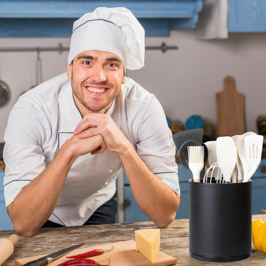 Utensil Holder,Large 360°Rotating Kitchen Utensil Holder For Counter,Cooking Silverware Organizer Stainless Steel Caddy Flatware Spoon Spatula Tool Cutlery Container