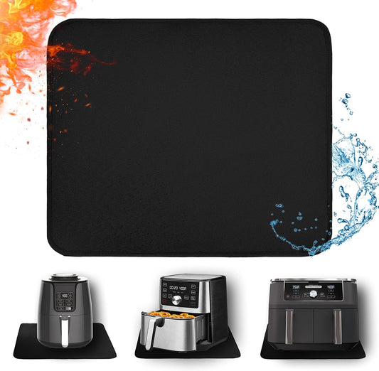Heat Resistant Mat for Air Fryer, 15 x 18in Heat Resistant Mat for Countertop, Fireproof Silicone Countertop Protector Appliance Slider Hot pod for Air Fryer, Coffee Maker, Toaster, Oven (Black)