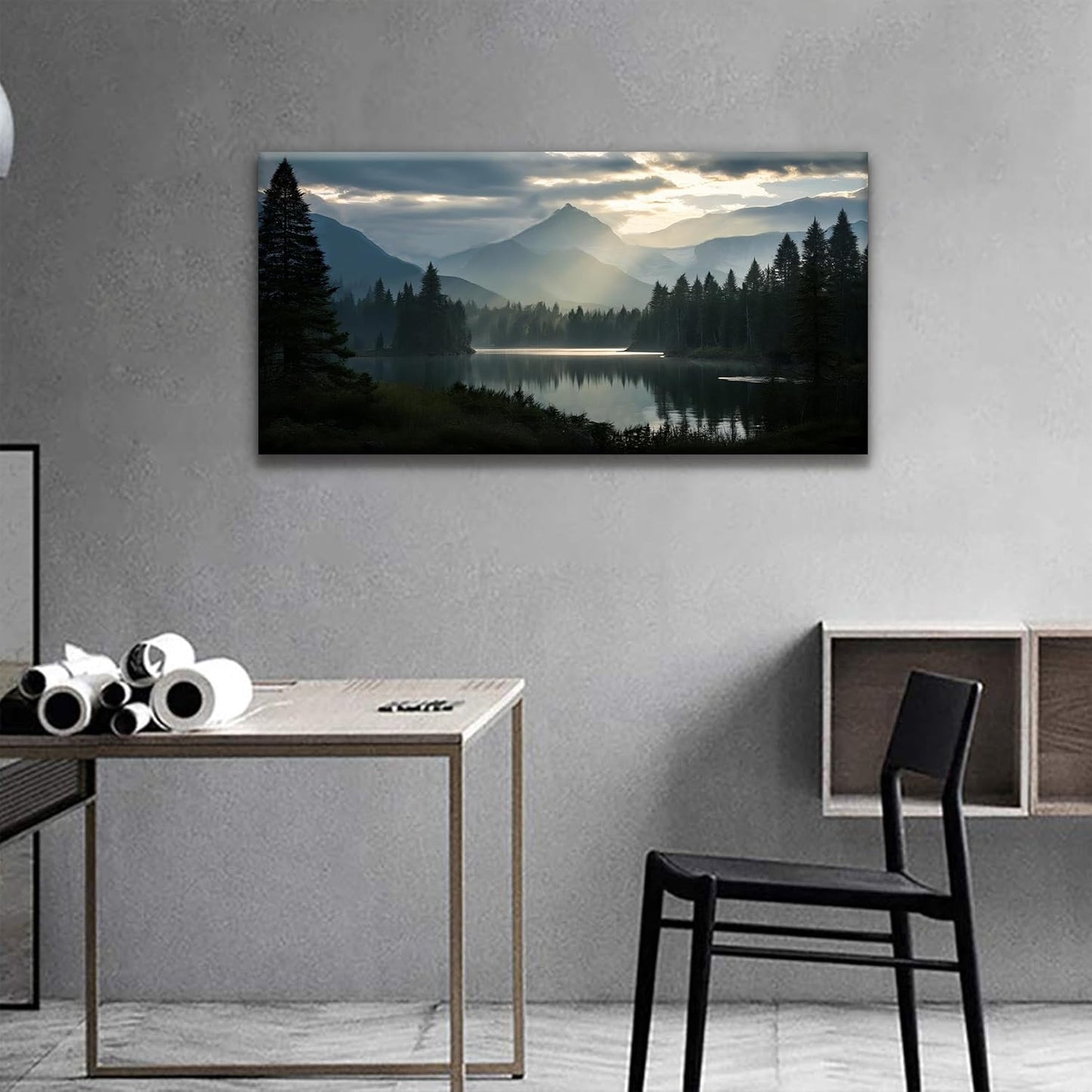 Canvas Art Wall Decor For Living Room Wall Art For Bedroom Modern Office Wall Decorations Forest River Landscape Paintings Pictures Artwork Aesthetic 20x40 In