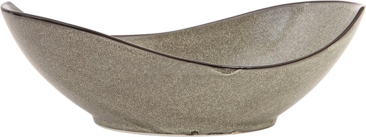 D&V 3 Piece Stōn Porcelain Dinnerware Oval Serving Bowl, 12.25" x 6.5", Mist