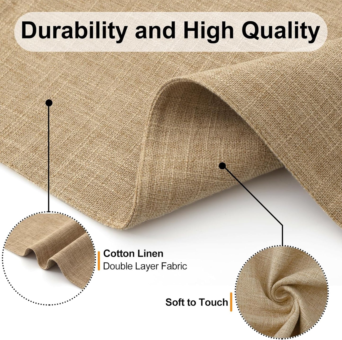 Homaxy Cloths Placemats for Dining Table Set of 4, Heat Resistant Washable Cotton Linen Blend Table Mats, Easy to Clean Place Mats for Indoor Outdoor Party Kitchen Decoration, 13" x 19", Flaxen