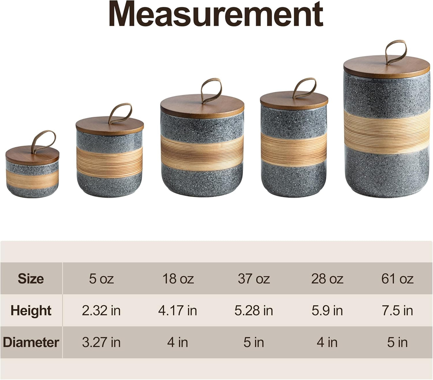 Small Ceramic Jar with Lid, Coffee Container, Coffee Canisters with Airtight Lids Kitchen Food Storage Jars for Spice Sugar Tea Bag, Mini Decorative Jars for Countertop, Grey & 5 fl.oz
