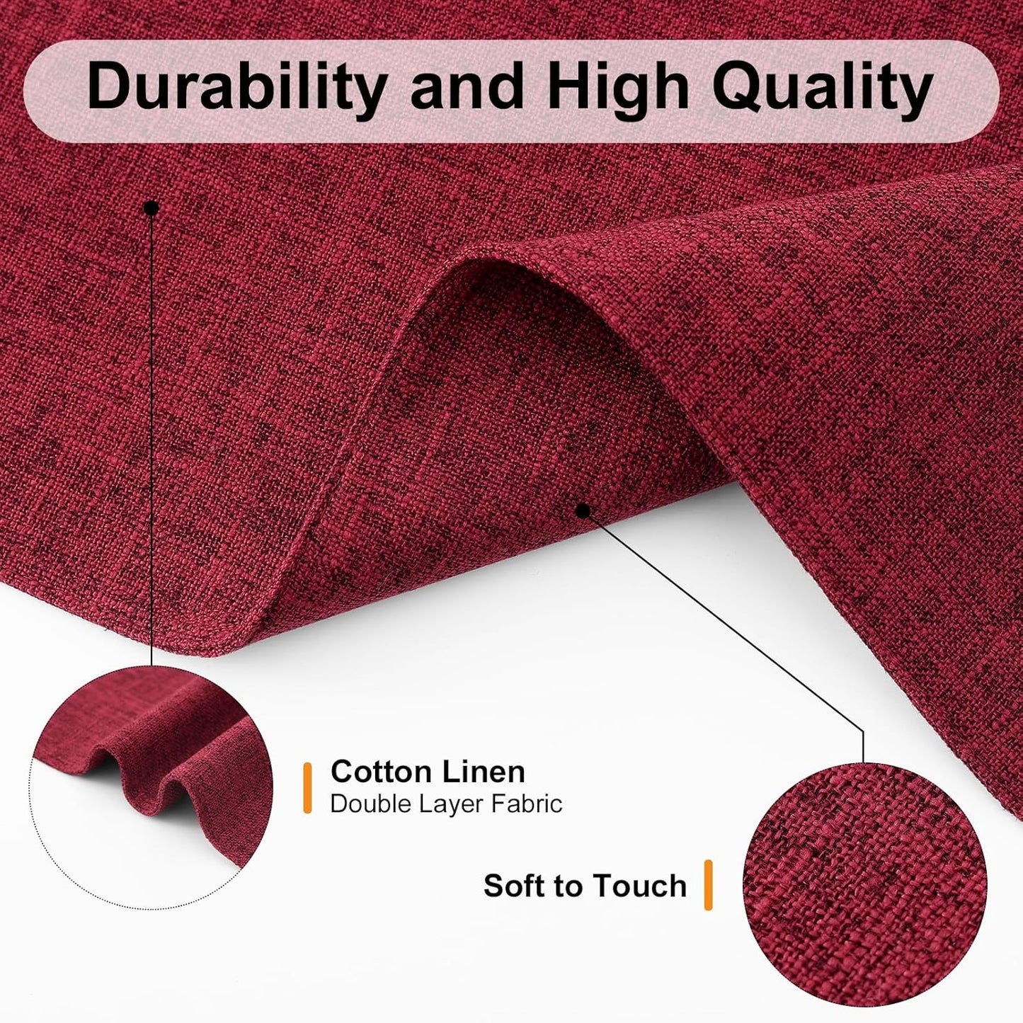 Homaxy Cloths Placemats for Dining Table Set of 8, Heat Resistant Washable Cotton Linen Blend Table Mats, Easy to Clean Place Mats for Indoor Outdoor Party Kitchen Decoration, 13" x 19", Red