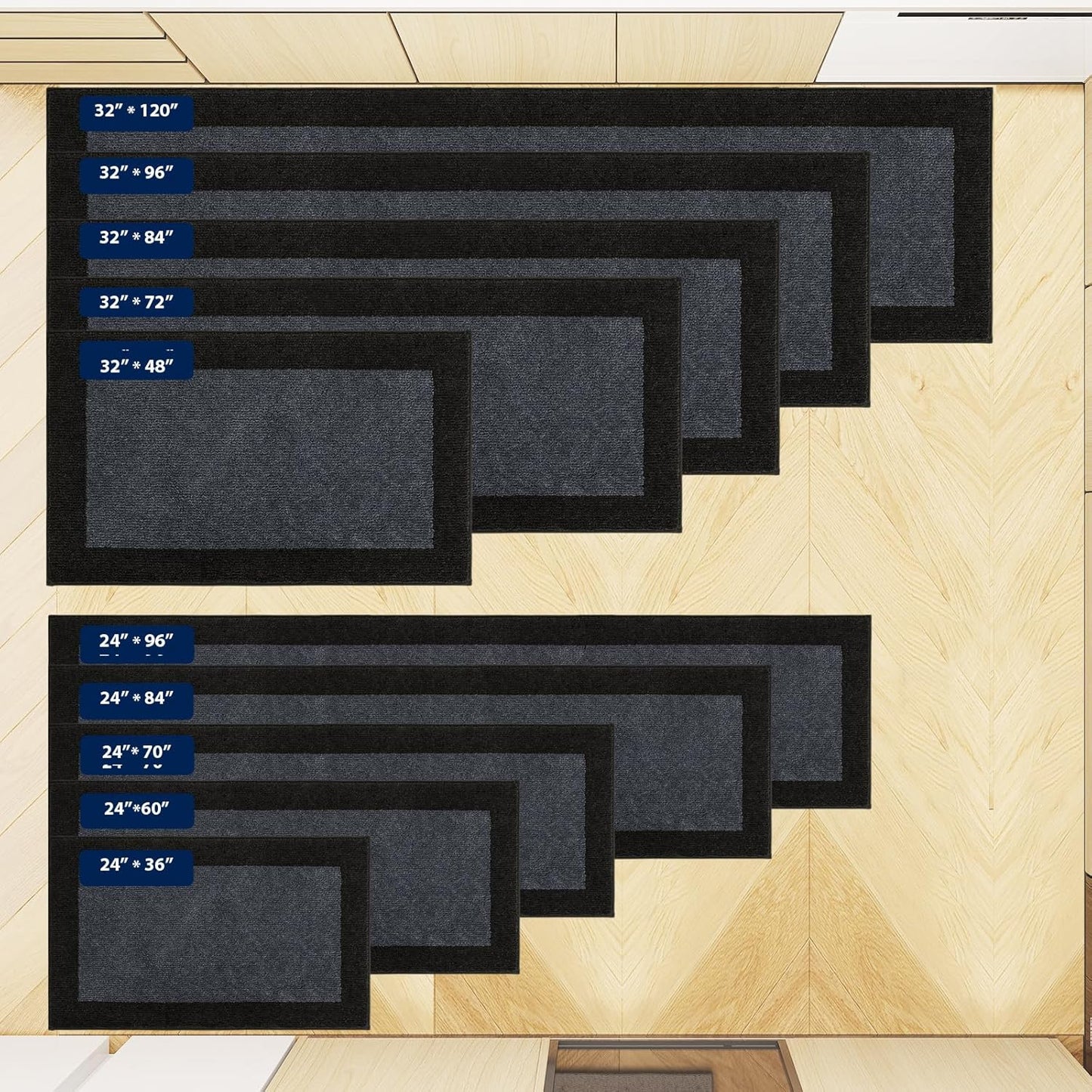 Machine Washable Kitchen Rug 24" x 36", Non Slip Kitchen Mat for Floor, Absorbent Entrance Throw Rug for Bedroom, Hallway, Bathroom, Door