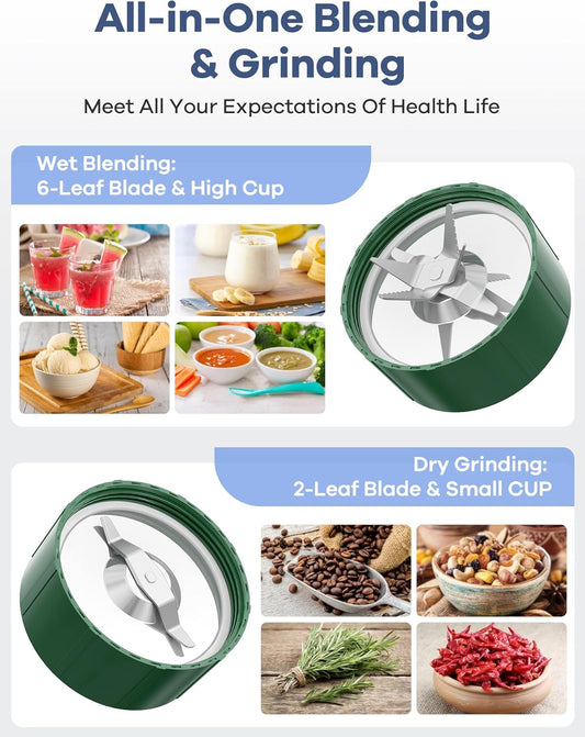 Ganiza Smoothie Blender, 900W Blenders for Shakes and Smoothies, GB10 Smoothies Maker with 4 BPA-Free Portable Cup, Nutritious Recipe (Green)