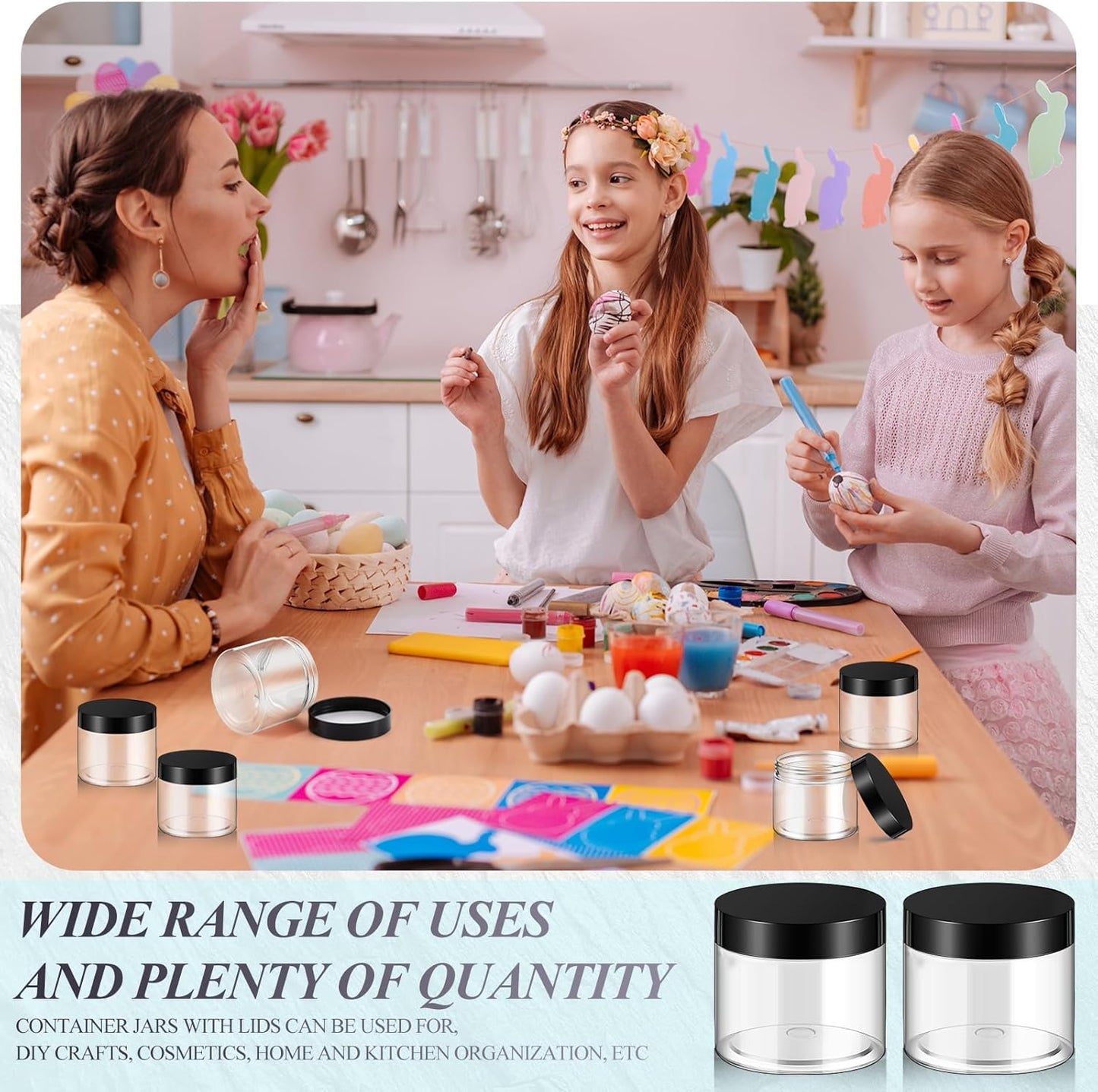 SATINIOR 36 Pieces 6 oz Plastic Jars with Lids Wide Mouth Airtight Reusable Container Acrylic Cosmetic Small Jars for Lotions Ointments Travel Toiletries Creams Make up Storage(Black)