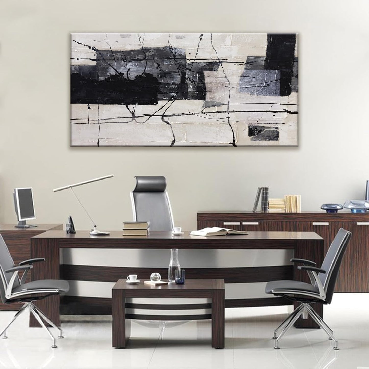 Large Abstract Wall Art Wall Decor Black And White Wall Art Living Room Canvas Picture Painting Artwork For Bedroom Dinning Room Canvas Art Modern Home Decor Wall 29x58 In