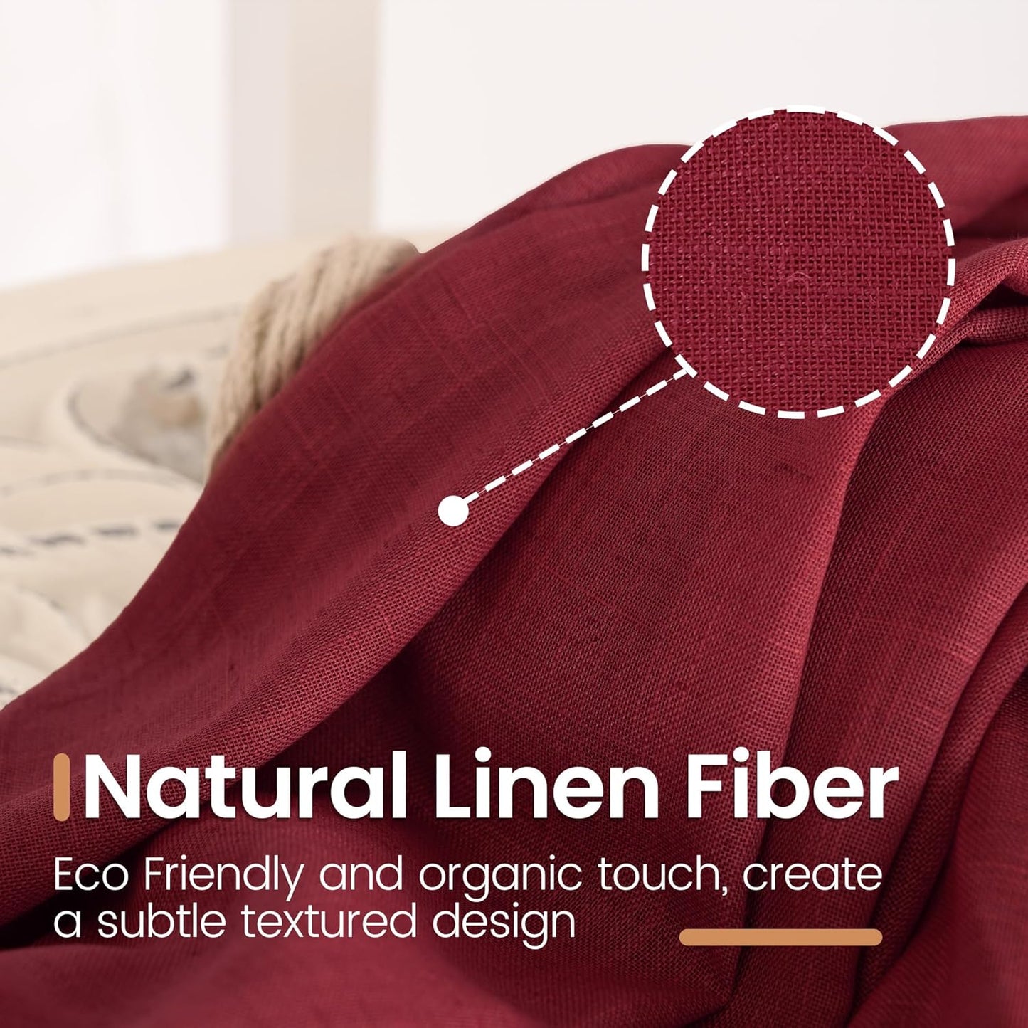 BGment Linen Burgundy Curtains 40 Inch Length for Kitchen Window, Small Semi Sheer Drapes for Cafe Over Sink Bathroom Lightweight Rod Pocket Christmas Party Decor, 2 Panels Set, Each 30 Inch Wide