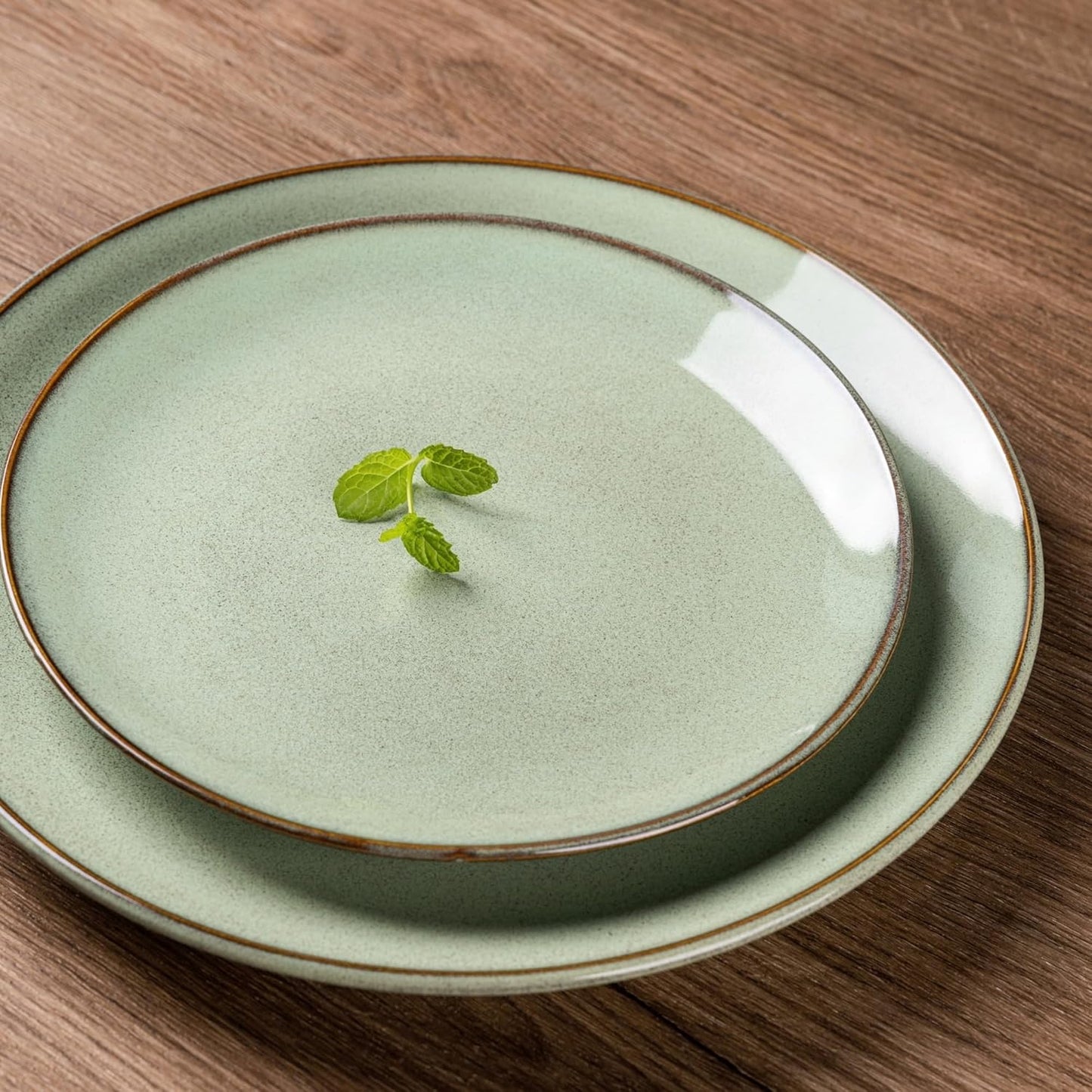 GBHOME Ceramic Dinnerware Sets for 4, 12 Pieces Stoneware Plates and Bowls Sets, Reactive Glaze Dishes -Scratch Resistant, Dishwasher&Microwave Safe-Pastel Green