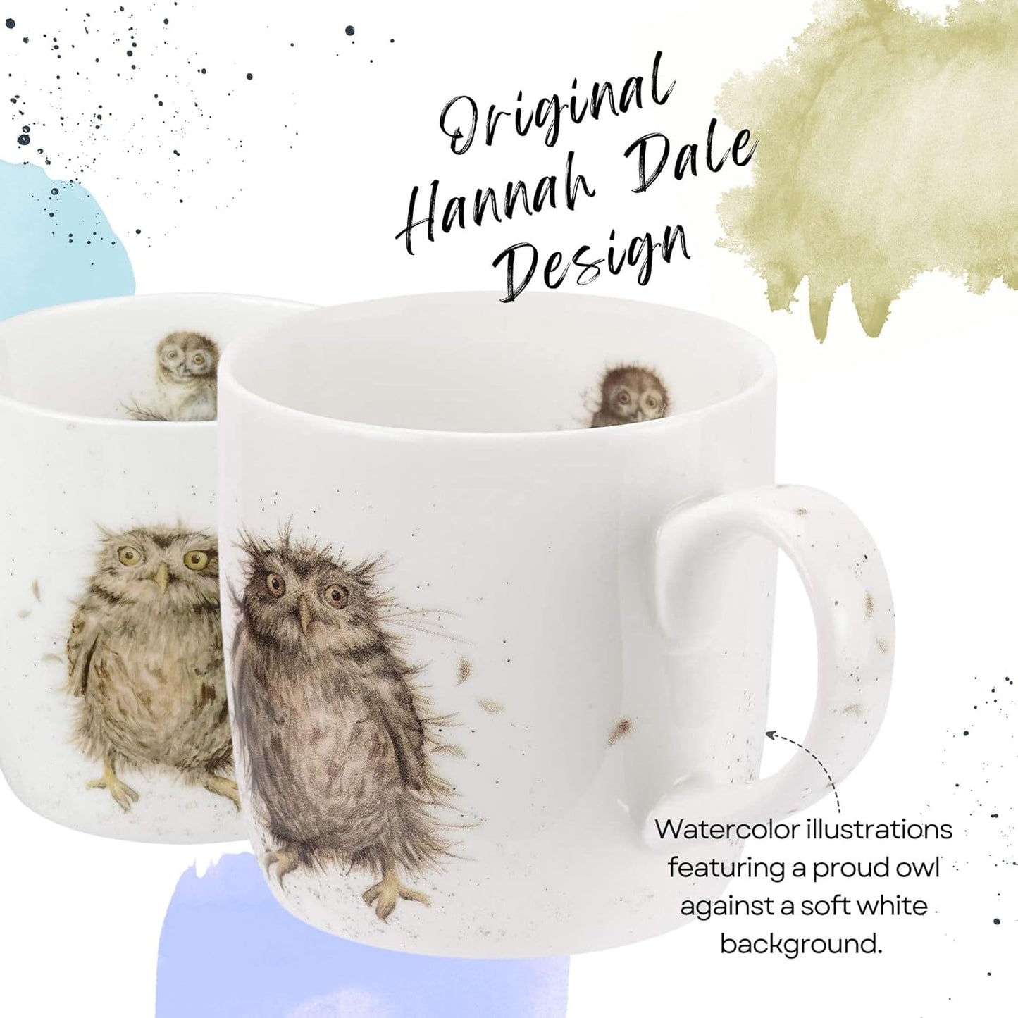 Royal Worcester 14 Oz What A Hoot Christmas Mug with Owl Design - Fine Bone China Winter Holiday Coffee Mug, Microwave & Dishwasher Safe, Wrendale Designs Festive Holiday Tableware