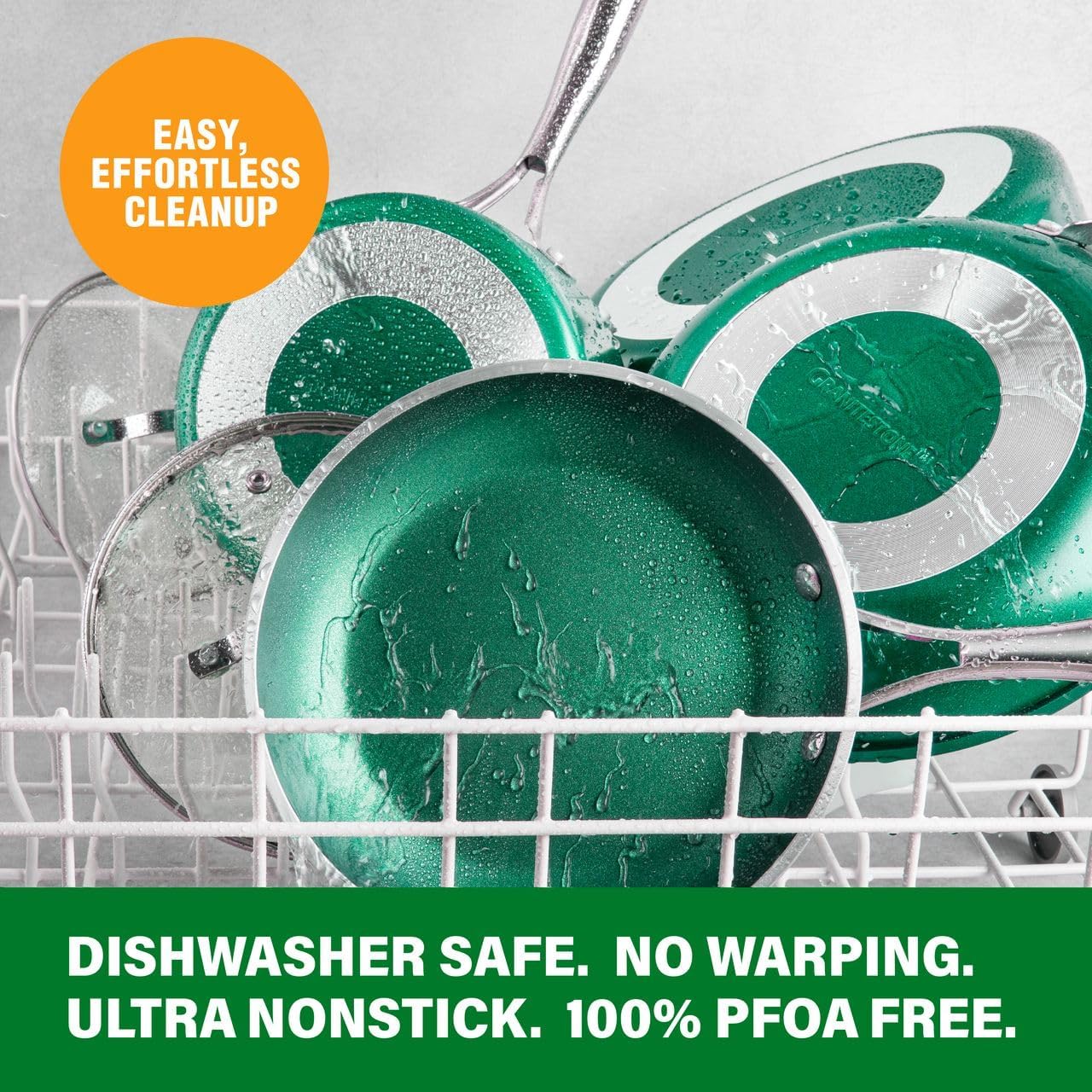 Granitestone Frying Pans Nonstick 10 Inch, Emerald Green Pan for Cooking, Non Stick Frying Pans Skillet for Eggs, Omelette, Non Stick Fry Pans, PFOA PFOS Free, Oven & Dishwasher Safe