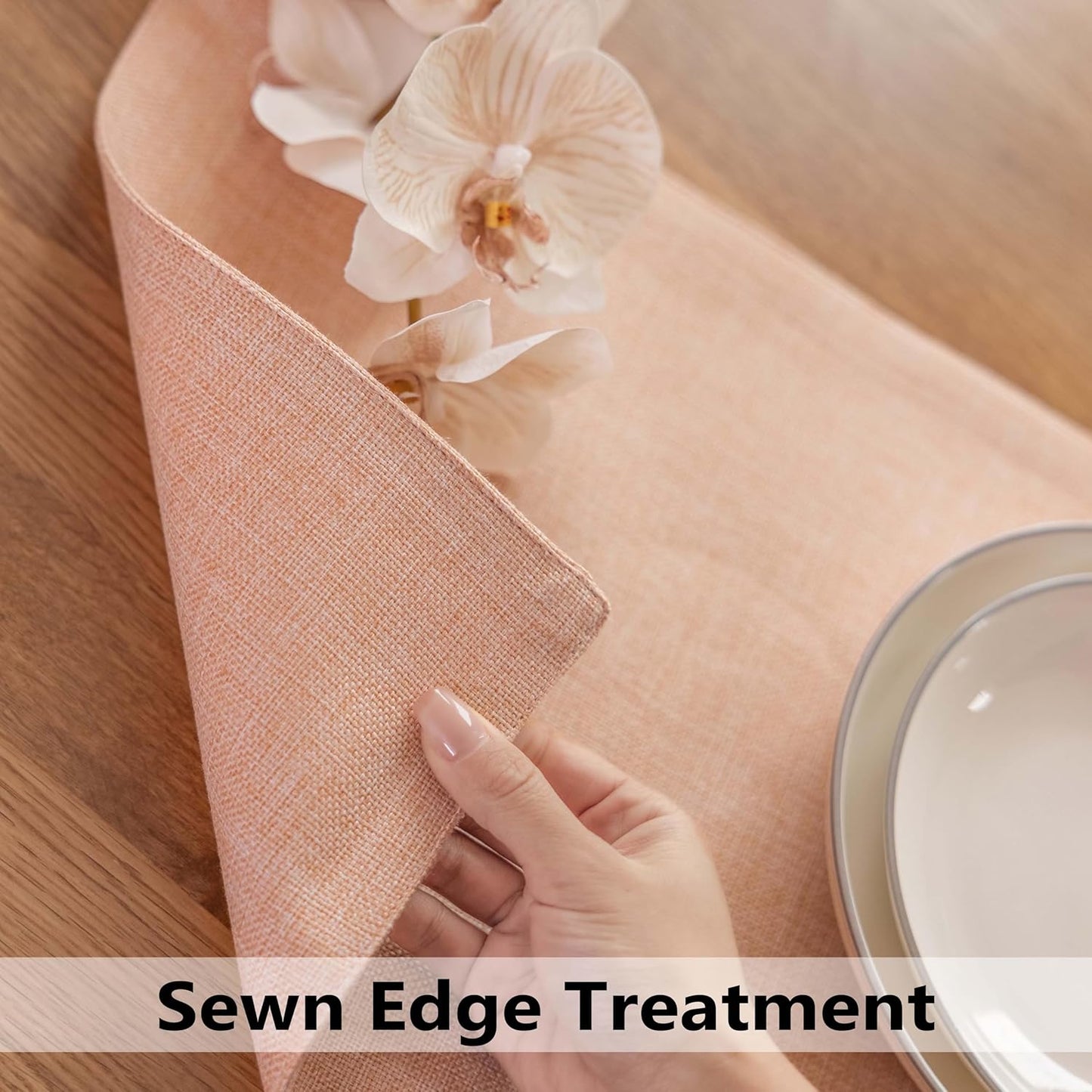 Demetex Pink Placemats Set of 8 Heat Resistant Cloth Place Mats Rectangle Linen Table Placemat for Party Anniversary Wedding, 13x19 inch, Pink