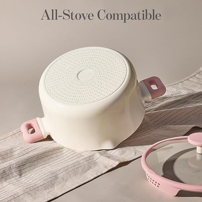 CAROTE 7QT Nonstick Stock Pot with Lid, Ceramic Casserole with Ladle, Non-toxic Kitchen Soup Pot, Big Cooking Pots PFAS and PFOA Free