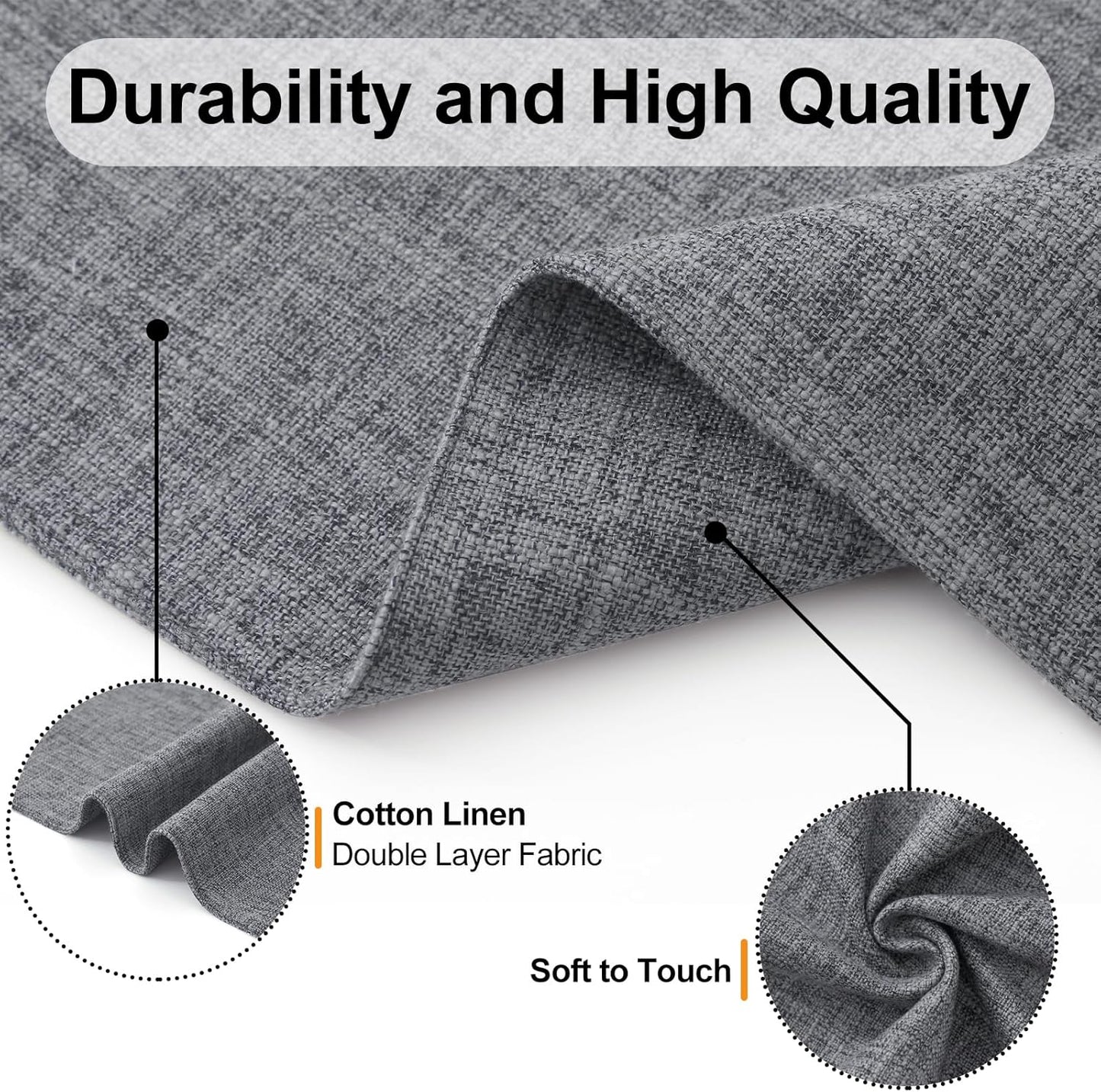 Homaxy Cloths Placemats for Dining Table Set of 4, Heat Resistant Washable Cotton Linen Blend Table Mats, Easy to Clean Place Mats for Indoor Outdoor Party Kitchen Decoration, 13" x 19", Dark Grey