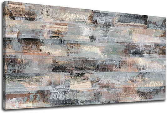 NINEASO Gray Abstract Canvas Wall Art - Grey Brown Picture for Wall Decor Fabric Of Time Canvas Painting Abstract Prints Artwork for Living Room Bedroom Home Office Wall Decoration 20" x 40"