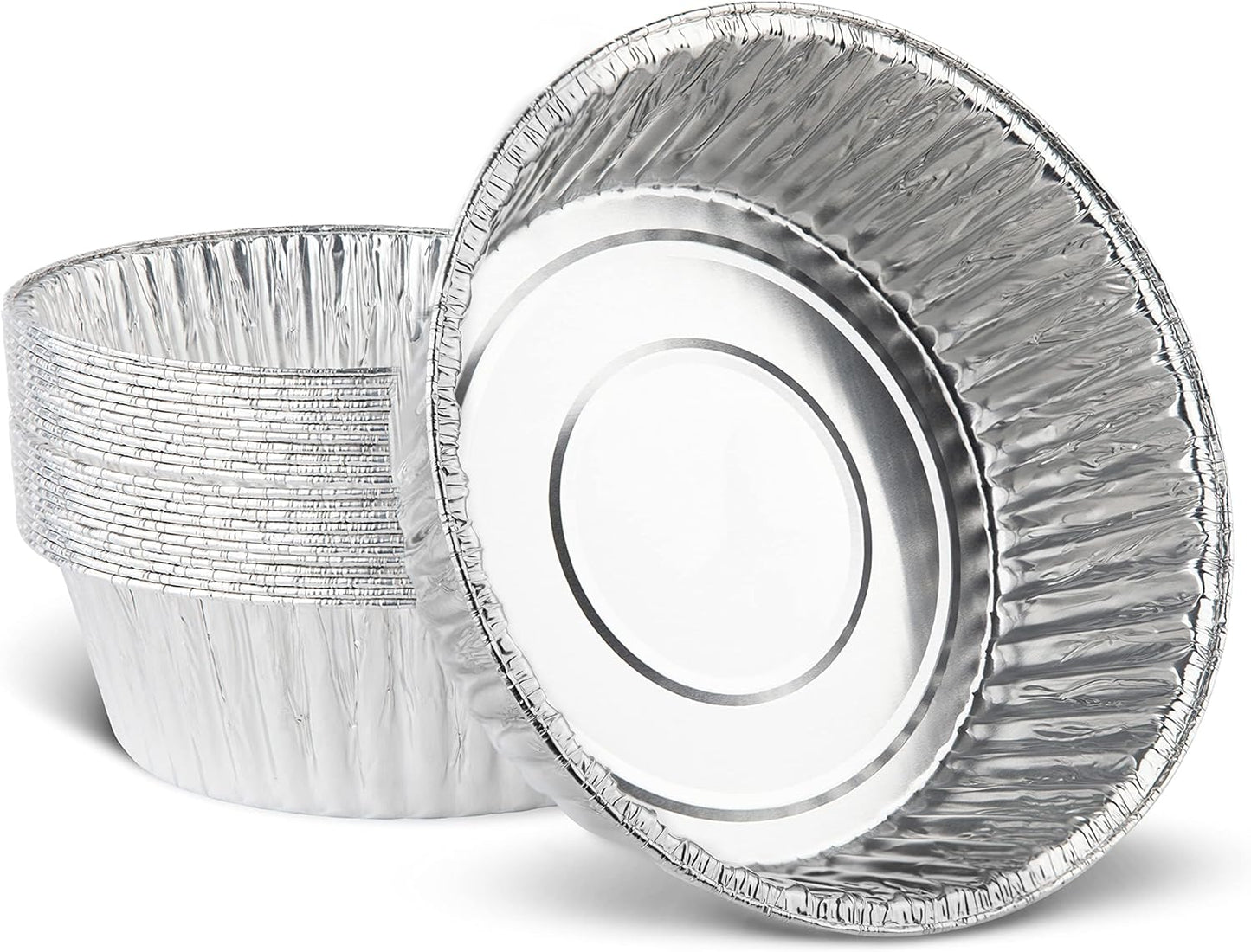 PLASTICPRO 10'' Inch Round Tin Foil Pans Disposable Aluminum, Extra Deep Freezer & Oven Safe - For Baking, Cooking, Storage, Roasting, & Reheating, Pack of 20