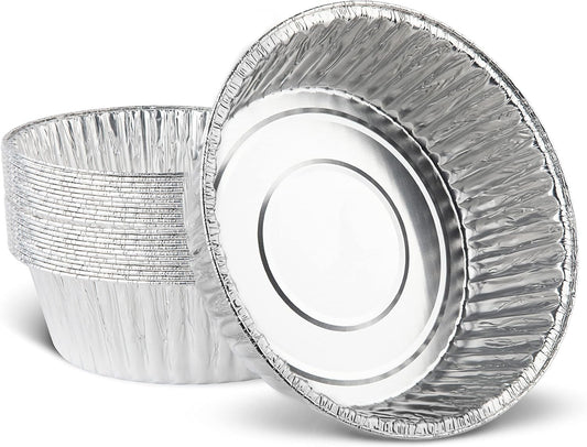 PLASTICPRO 10'' Inch Round Tin Foil Pans Disposable Aluminum, Extra Deep Freezer & Oven Safe - For Baking, Cooking, Storage, Roasting, & Reheating, Pack of 20