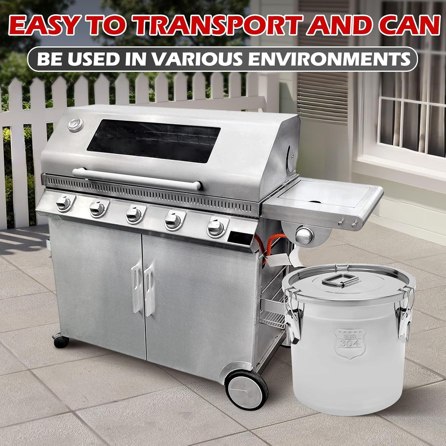 304 Stainless Steel Cooking Oil Storage Can 21 Gal Commercial Oil Container with Filter & Lid Metal Bucket Food Storage Containers Airtight for Rice Flour Grain Dog Food Coffee Bean, Silver