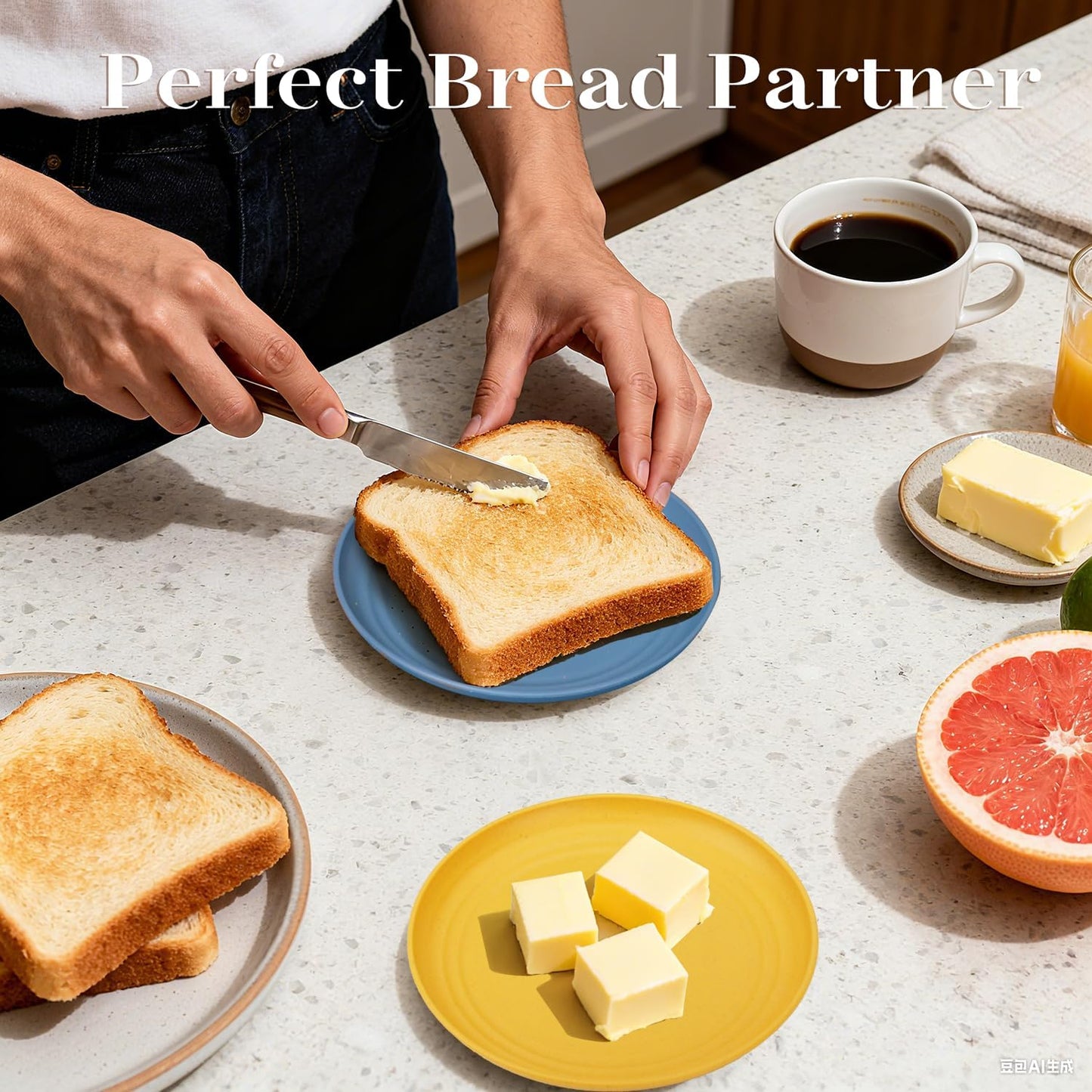 8 Pack Appetizer Plates 5.7 Inch, Lightweight Wheat Straw Plate Kids Plates, Plastic Plates Reusable, Microwave & Dishwasher Safe Small Plate for Kitchen, Camping (Multicolor)