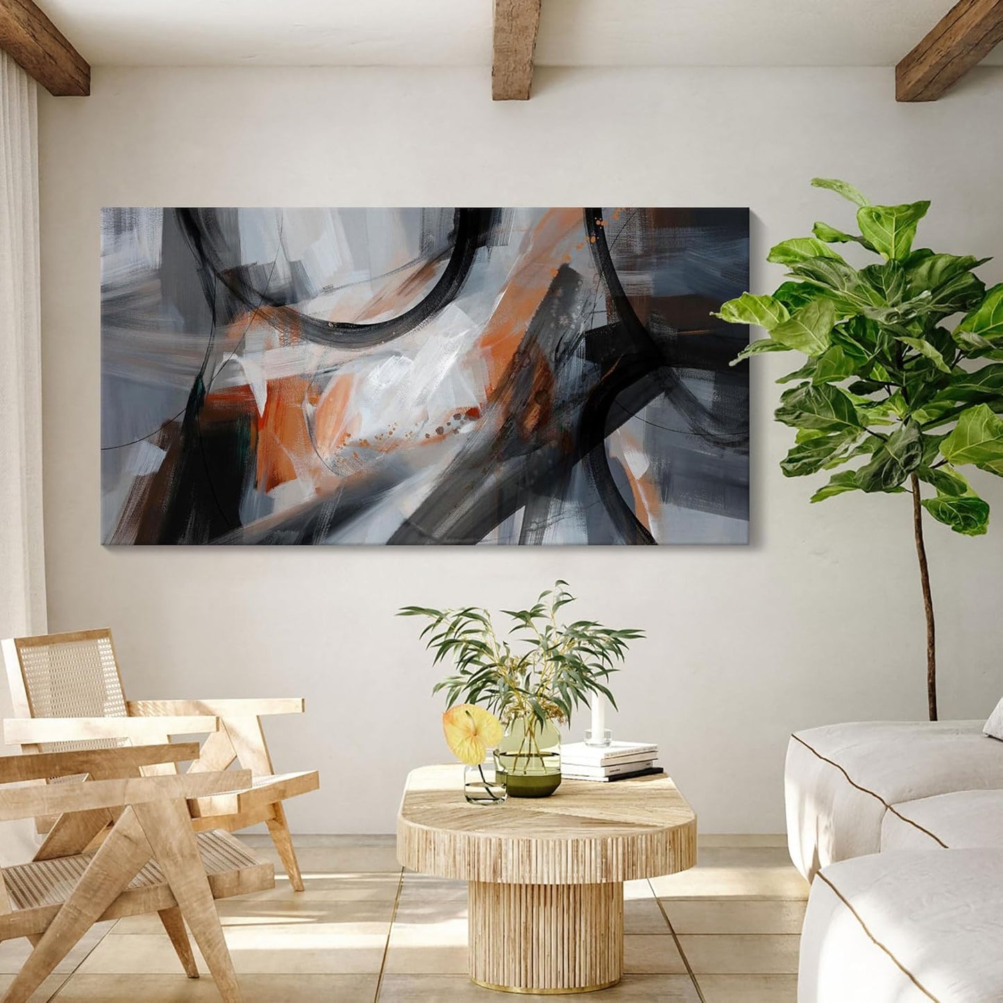 KLAKLA Large Wall Art - Abstract Canvas Wall Decor Modern Print Picture Artwork for Living Room Office Bedroom Home Decor - 58x29 Inches