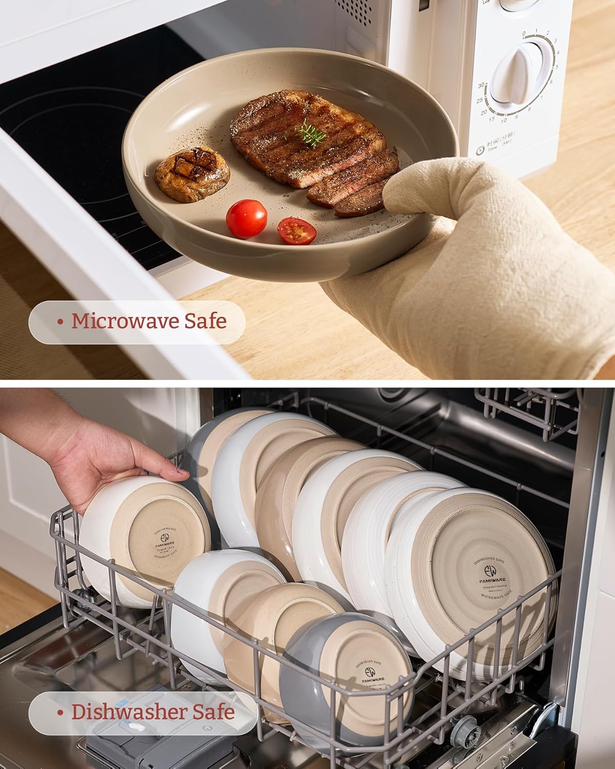 famiware Milkyway 33 oz Bowl Set, Pasta Bowls Set of 4, Salad Bowls Perfect for Your Friend for Housewarming, Thanksgiving, Christmas, Cinnamon Brown