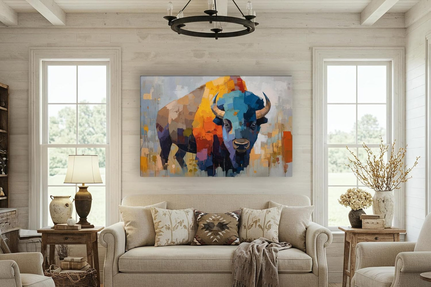 Wildlife Canvas Prints - Wild Animals Home Decor - Medium, Large, and Extra Large Wall Art for Living Room, Bathroom, Kitchen (Fragmented Power, 39L" x 59W")