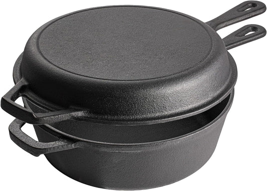 Vivicreate 2 in 1 Cast Iron Dutch Oven Pot with Skillet Lid Pre Seasoned Multi Cooker for Baking Frying Roasting Camping Compatible with All Stoves olla de hierro fundido sartén