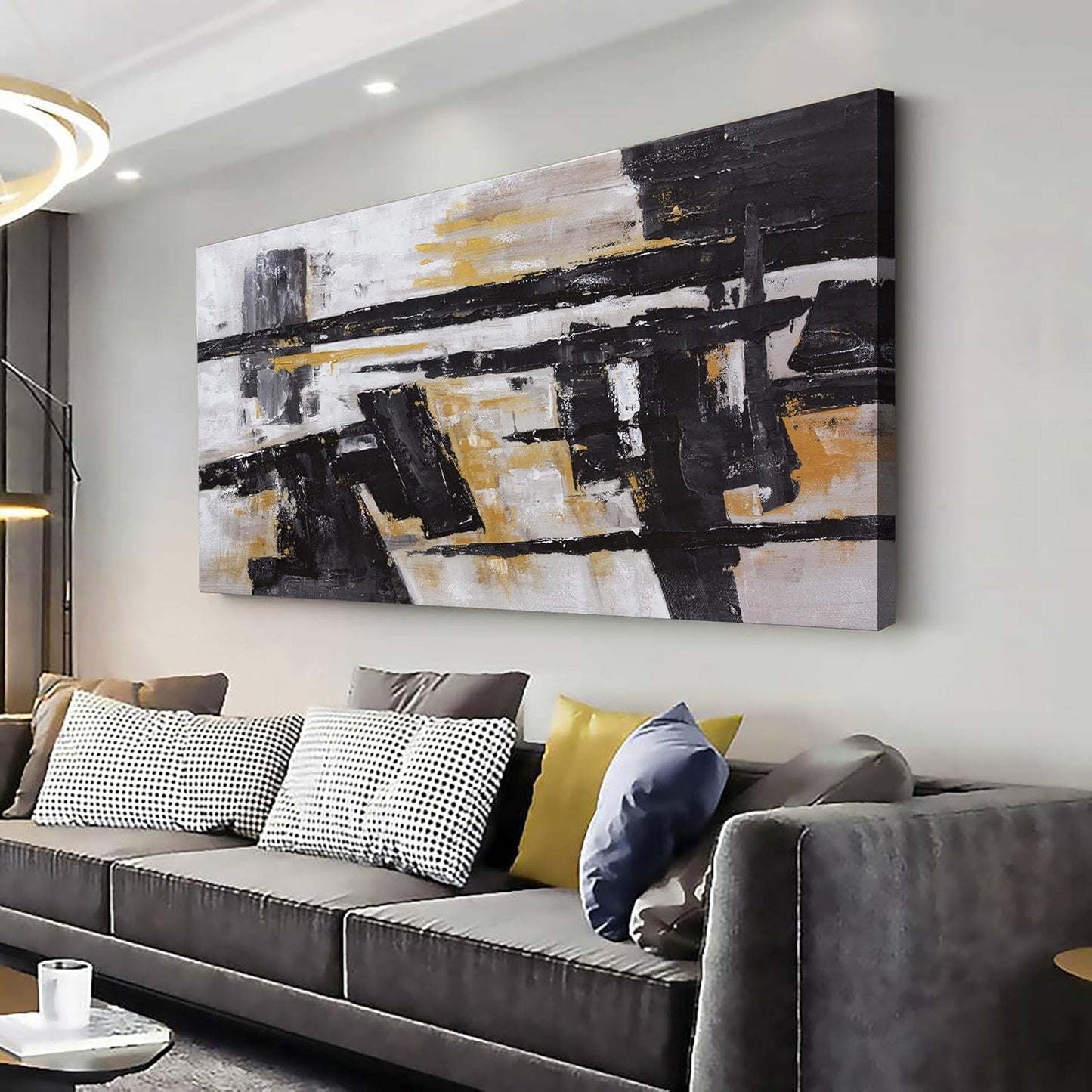Abstract Wall Art Wall Decor Bedroom Pictures Artwork Canvas Wall Art Black And Gold Artwork Large Size Modern Painting Wall Decoration Pictures For Living Room Home Kitchen Office 30 x 60 Inch