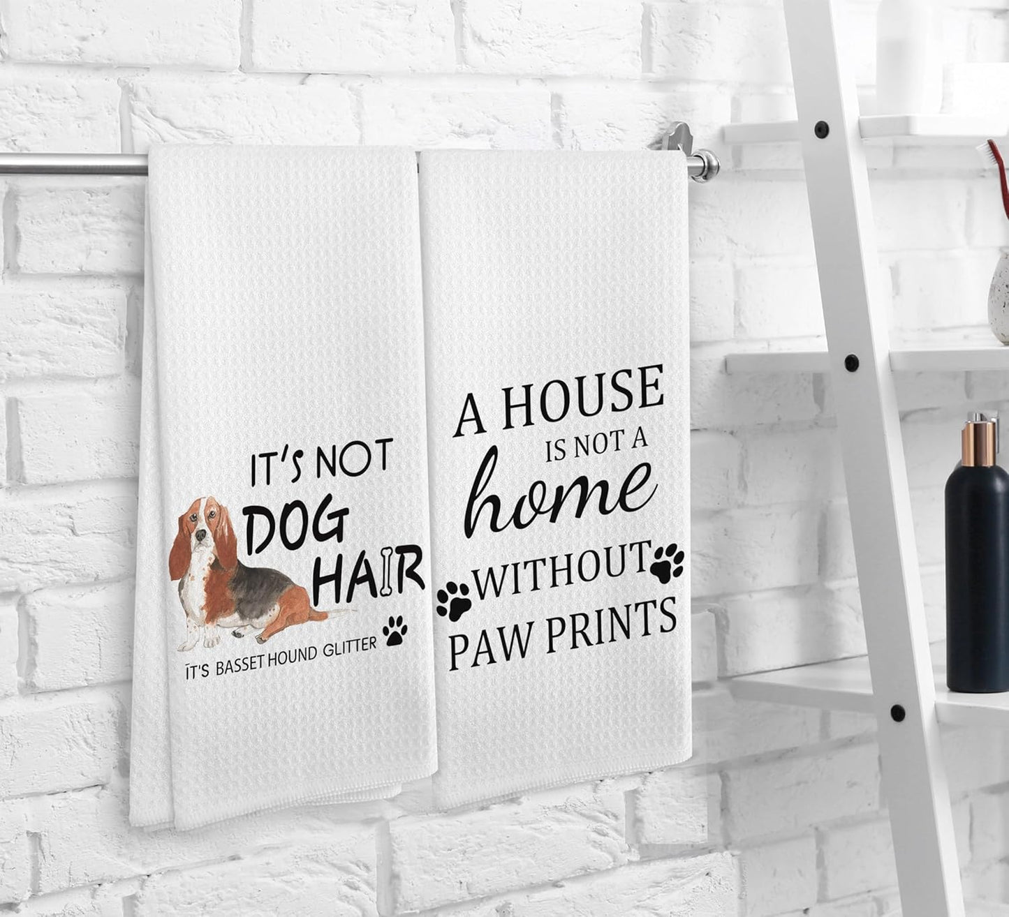 Basset Hound Dog Kitchen Towels and Dishcloths Set of 2, Dog Decor, Basset Hound Gifts for Women, 16×24 Inches